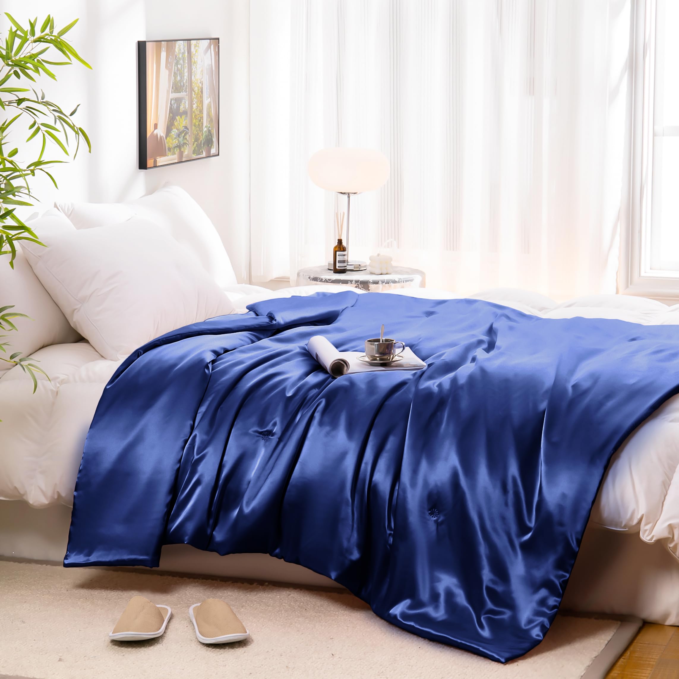 Vonty Dark Grey Satin Throw Blanket 50x60In, Cooling Silky Wrinkle-Free | Gentle On Hair, Machine Washable Easy Care, All-Season Warmth And Cooling, Multipurpose Bed Sofa Travel, Textured Cable Knit