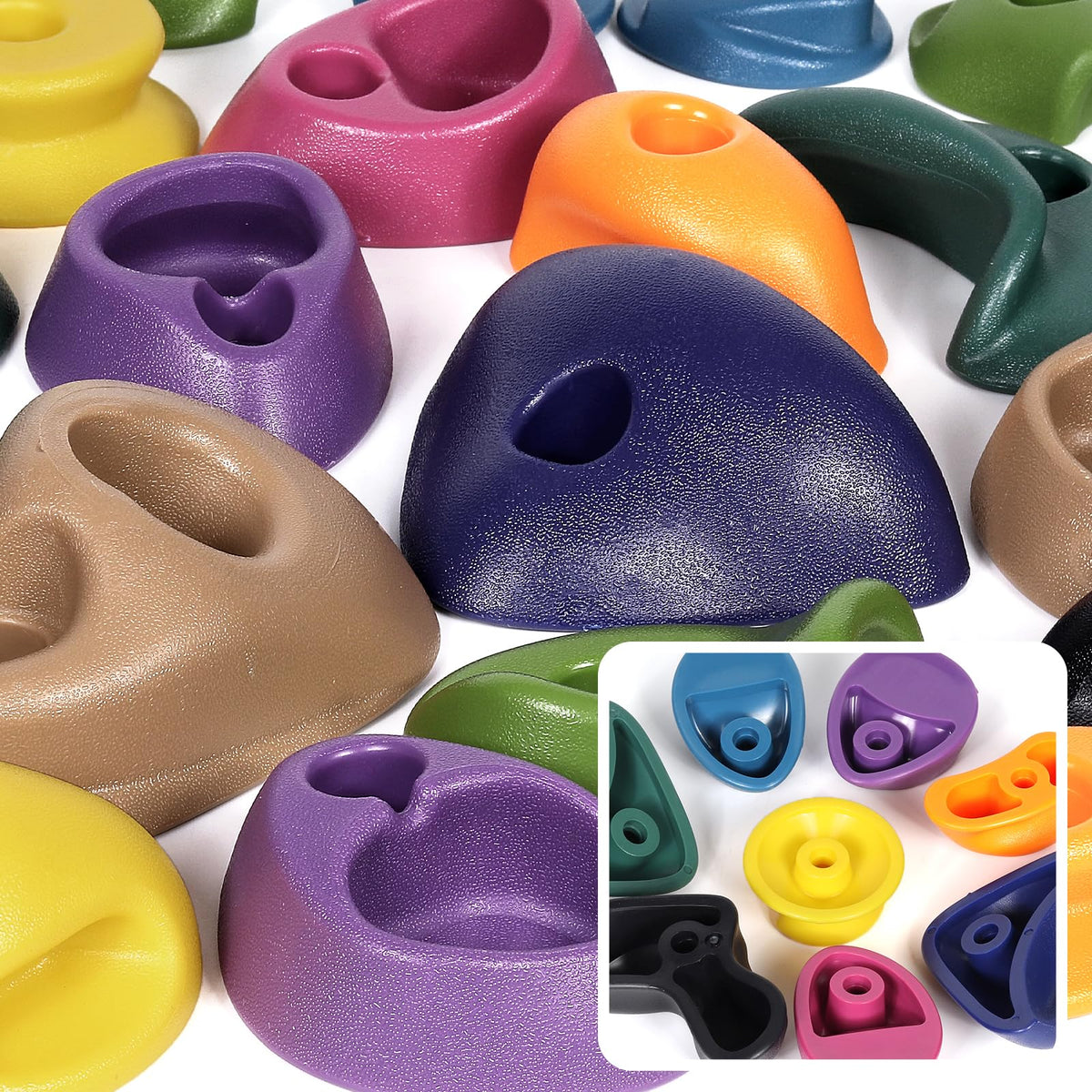 TOPNEW 32 Rock Climbing Holds Multi Size for Kids, Adult Rock Wall Holds Climbing Rock Wall Grips for Indoor and Outdoor Playground Play Set - Includes 2 Inch Mounting Hardware