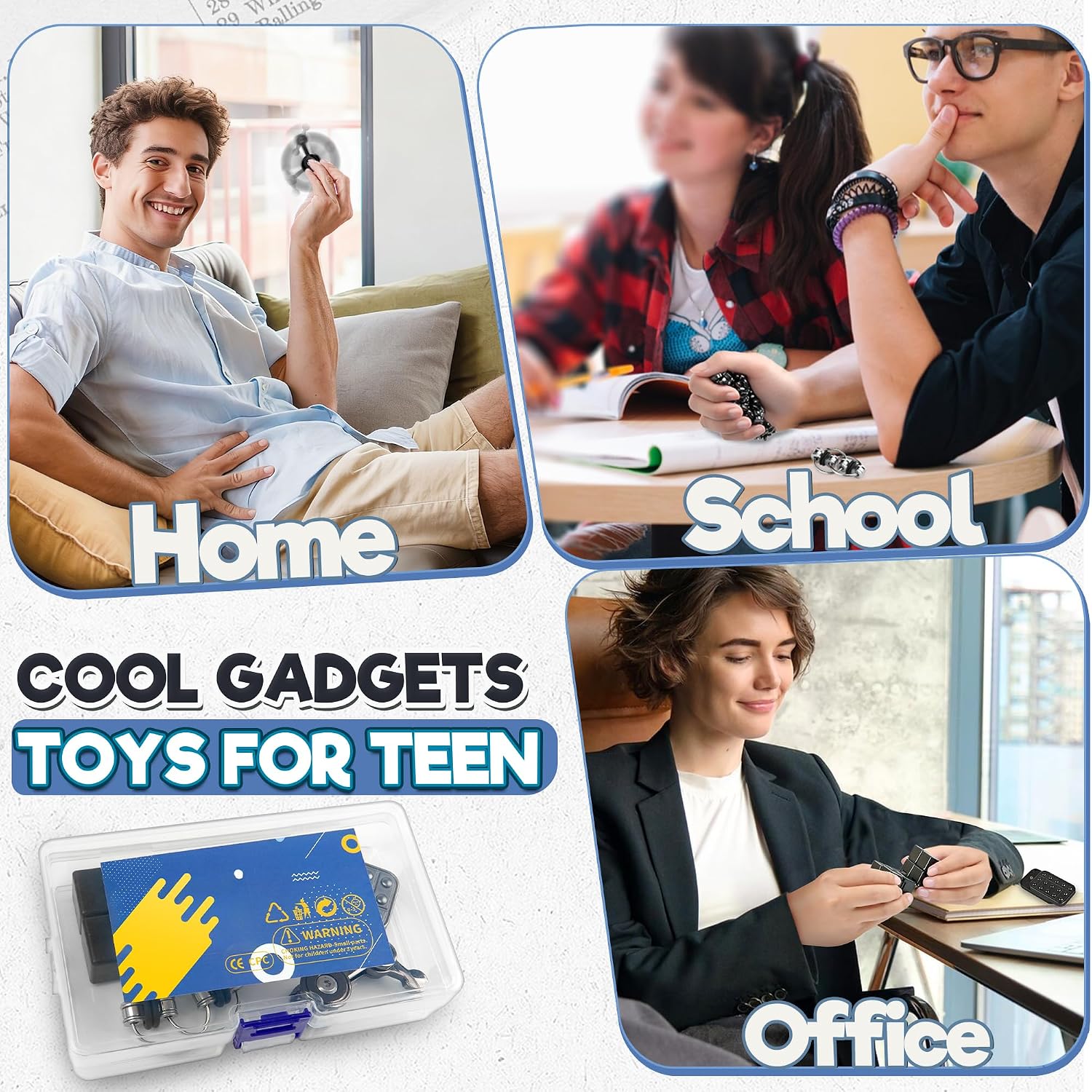 5 Pcs Fidget Toys for Adults & Teens Magnetic Putty Beads Cool Gadgets Slider Metal Fidgets Spinners Cube Office Desk Sensory Toy for Autism ADHD Stress Relief Set Anxiety Items Gift for Teen Boys