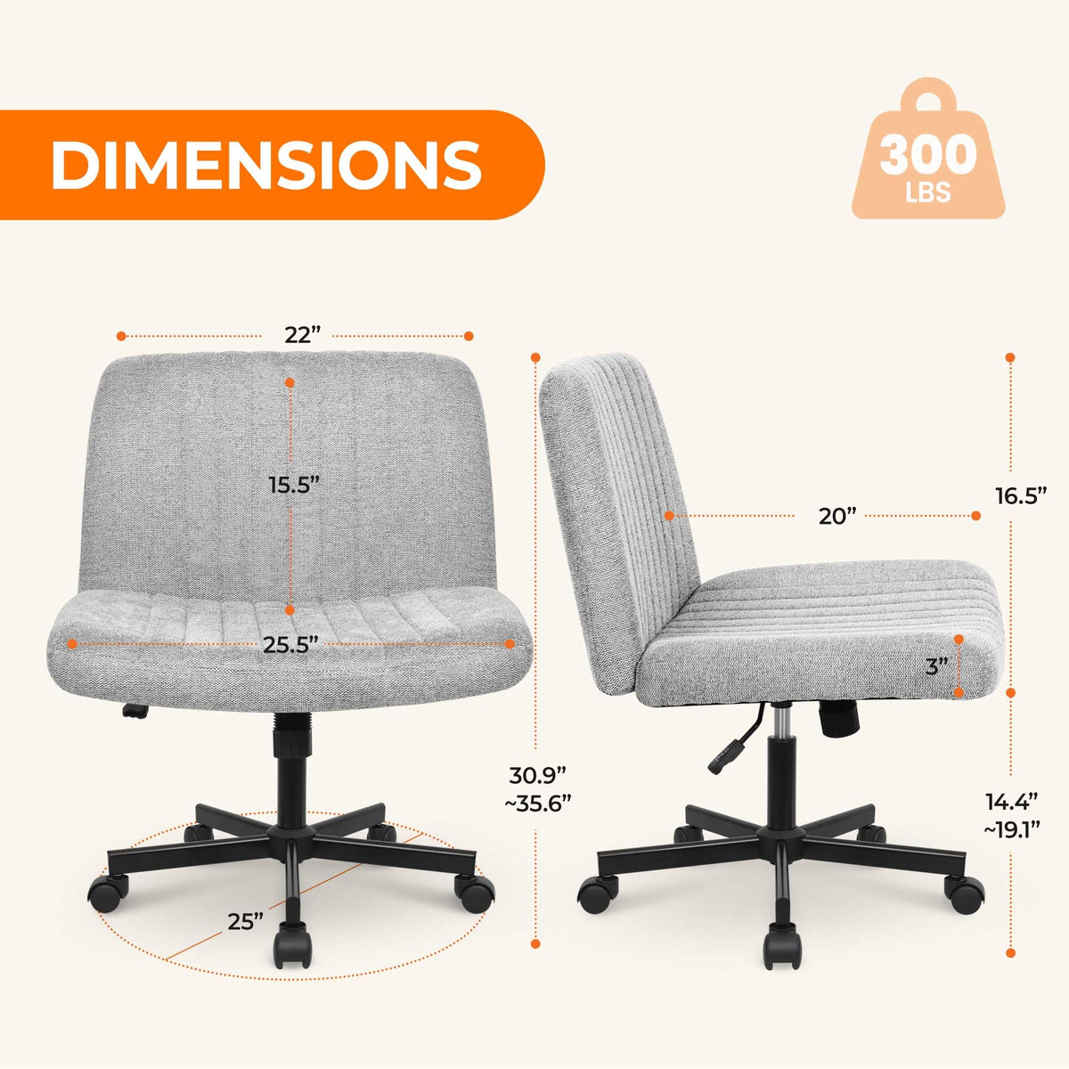 NEO CHAIR Criss Cross Chair with Wheels Home Office Cross Legged Armless Chairs Adjustable Computer Desk Wide Seat for Bedroom Vanity Comfy Swivel (Teddy White)