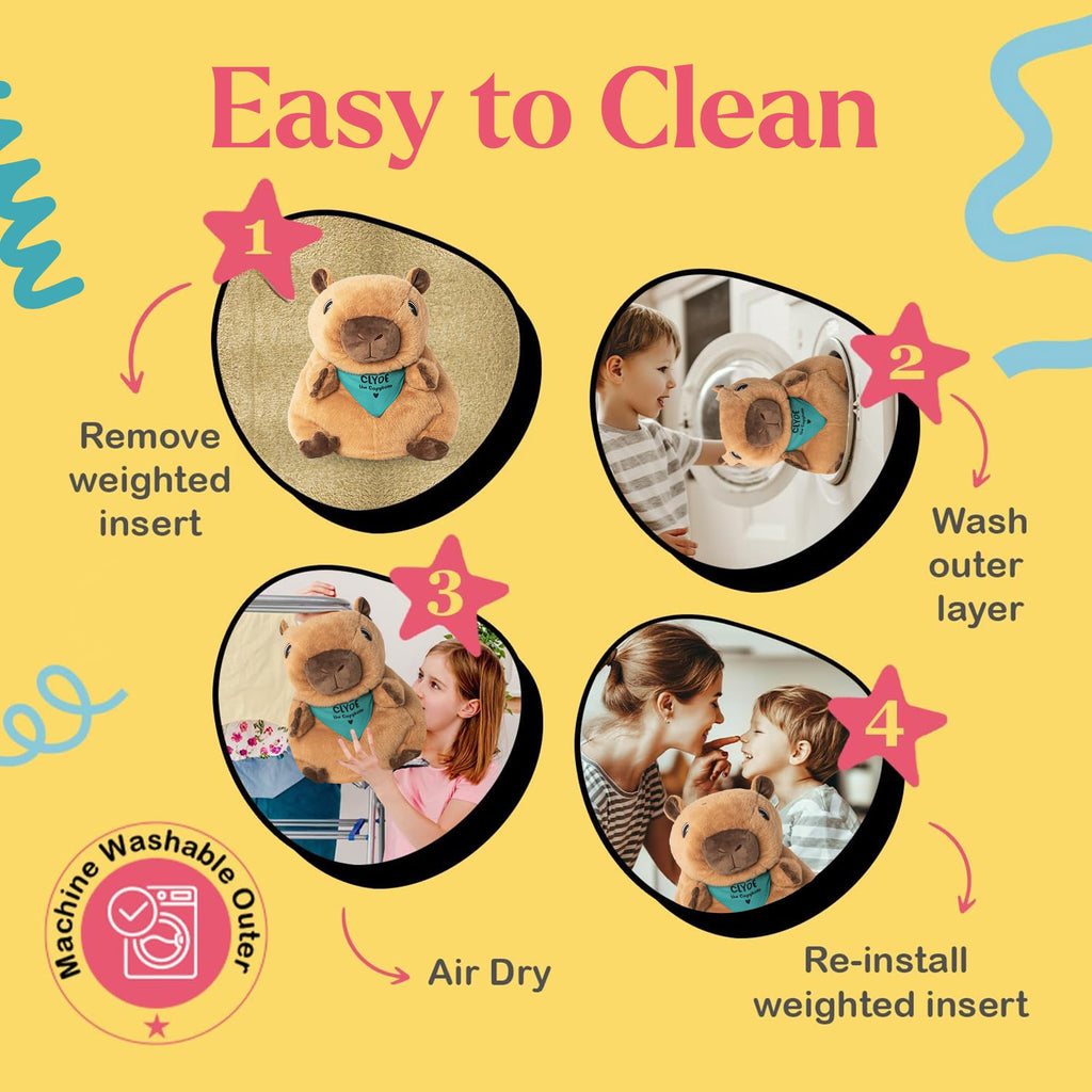 Lilly's Love Weighted Stuffed Animals for Adults & Kids — 5lb Calming Capybara Plush for Anxiety, ADHD & Sensory | Machine Washable Weighted Stuffed Animal w/Removable Insert | Clyde The Capybara