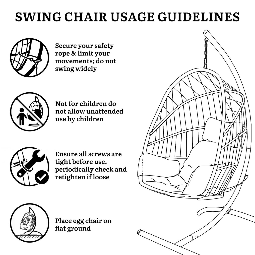 YITAHOME Hanging Egg Chair with Stand, Wicker Rattan Egg Swing Chair with 360° Swivel, Cushions, Strong Frame with 330 lbs of Support for Indoor, Outdoor, Grey