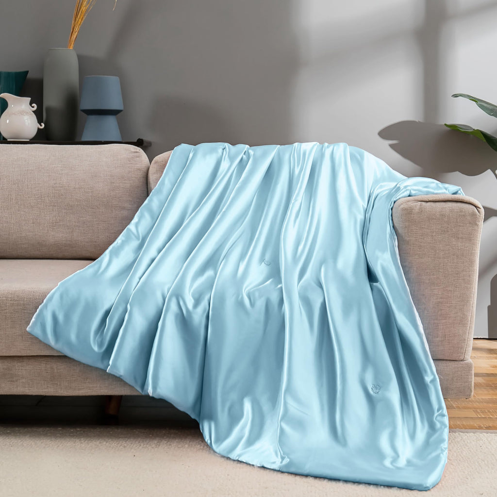 Vonty Dark Grey Satin Throw Blanket 50x60In, Cooling Silky Wrinkle-Free | Gentle On Hair, Machine Washable Easy Care, All-Season Warmth And Cooling, Multipurpose Bed Sofa Travel, Textured Cable Knit