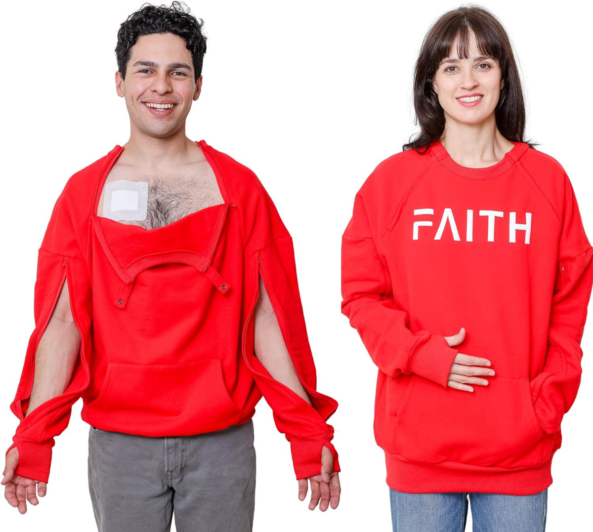 Warm Dialysis Sweatshirt with Chest & Arm Zipper Access, Chemo & Infusion Treatment Clothing for Men & Women
