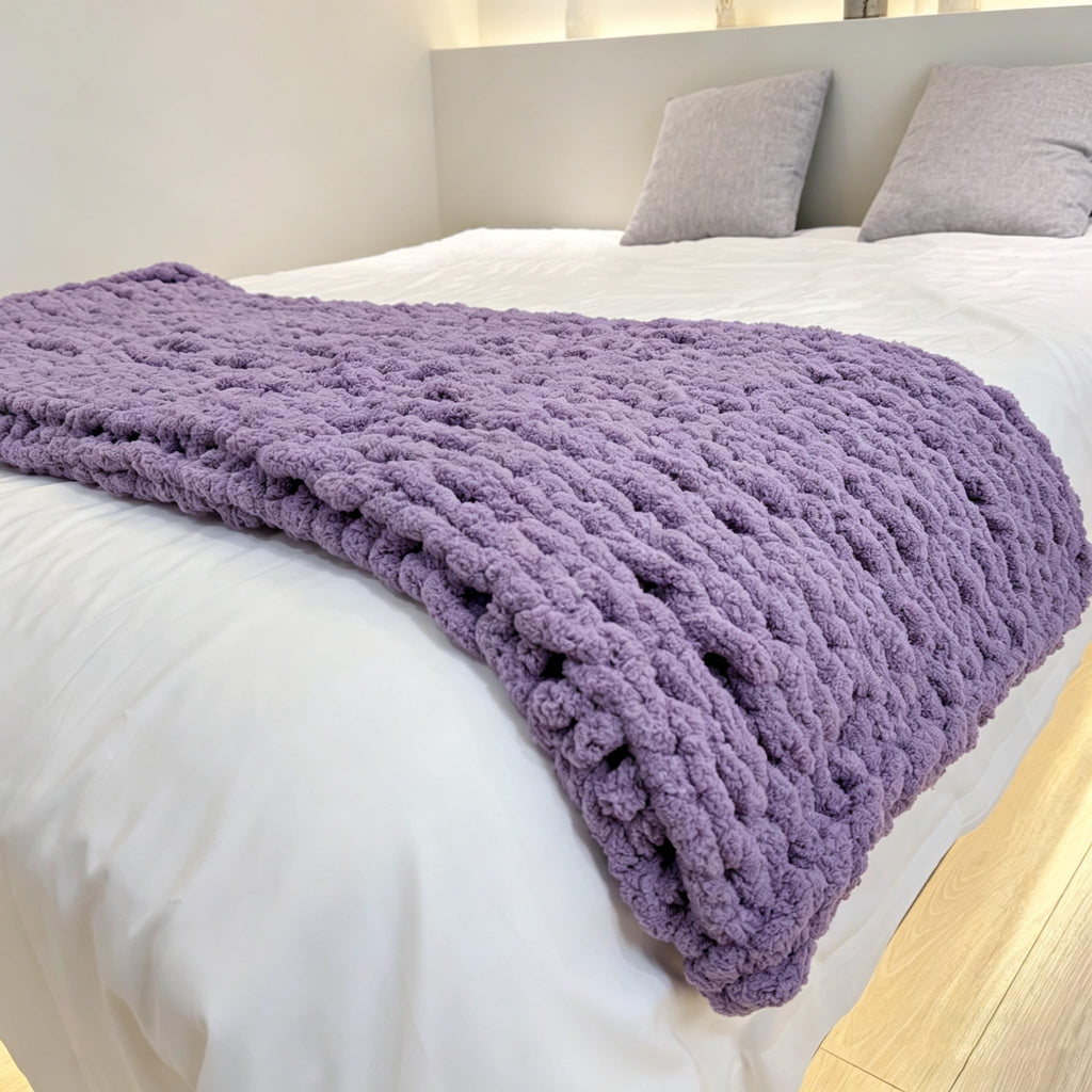 Soft Chunky Knit Throw Blanket for Couch, Cozy Warm Knitted Blankets | Hand Knit with Jumbo Chenille, Lightweight Warm Fluffy Decor for Women, Mom, Her & Girls, Sofa, Chair, Bed, 40"×40" (Gray)