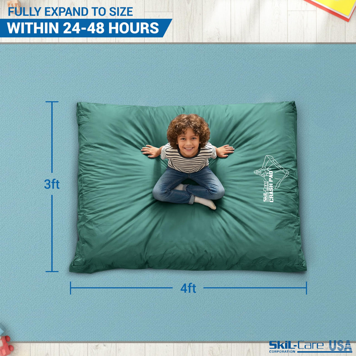 Skil-Care Crash Pad for Kids | Sensory Crash Mat for Active Play | High-Density & Soft Foam Blocks Landing Zone | Kids Jumping Pillow for Indoor & Outdoors Use with Durable Nylon Cover - 5x5 feet