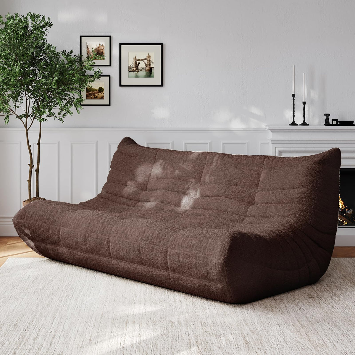 Adults Bean Bag Chairs Lazy Floor Sofa Togo Couch Comfy Memory Foam Reading Chair Teddy Fleece BeanBag for Living Room Bedroom Dorm Office Gaming Room, Green, 1 Seater