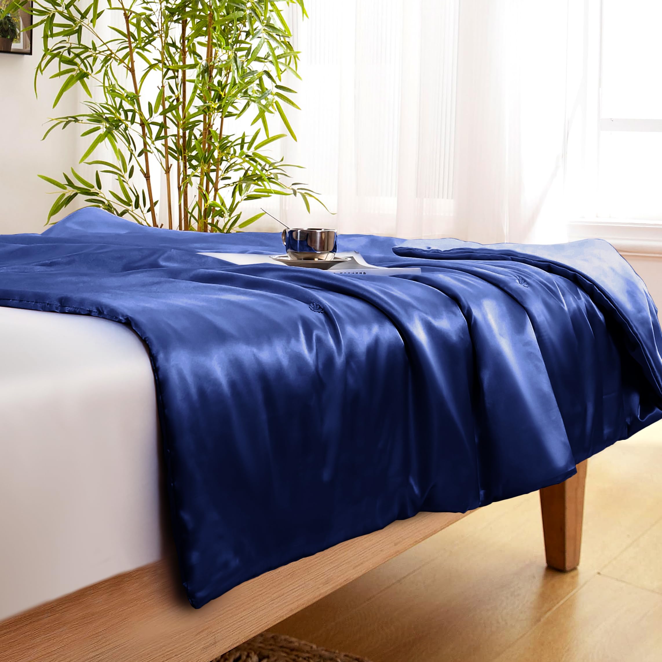 Vonty Dark Grey Satin Throw Blanket 50x60In, Cooling Silky Wrinkle-Free | Gentle On Hair, Machine Washable Easy Care, All-Season Warmth And Cooling, Multipurpose Bed Sofa Travel, Textured Cable Knit