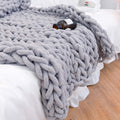 Soft Chunky Knit Throw Blanket for Couch, Cozy Warm Knitted Blankets | Hand Knit with Jumbo Chenille, Lightweight Warm Fluffy Decor for Women, Mom, Her & Girls, Sofa, Chair, Bed, 40"×40" (Gray)