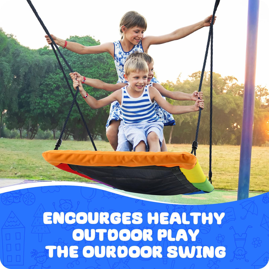 Trekassy 60" Extra Large Rectangle Tree Swing - Heavy Duty 700lb Capacity, Waterproof Platform for Kids & Adults with Complete Installation Kit & 2 Tree Straps (Beige)
