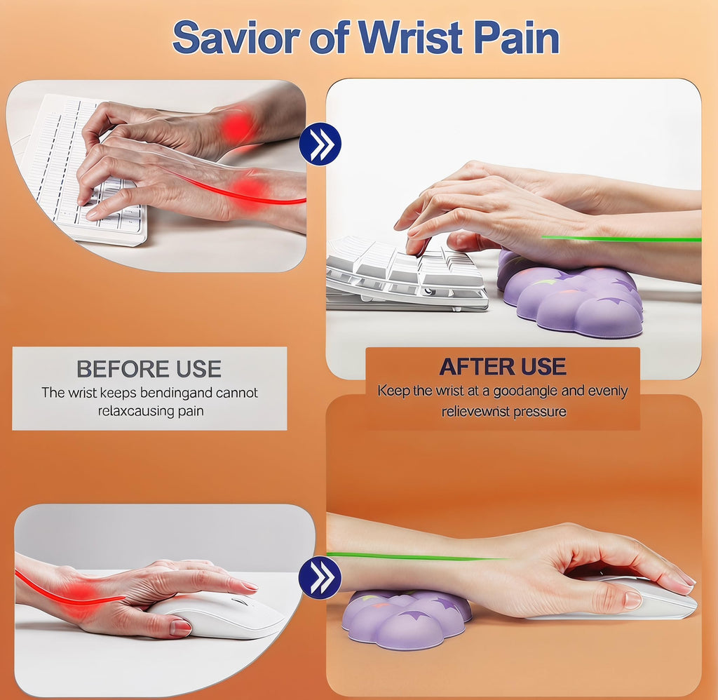 Silky Cloud Wrist Rest Set for Keyboard & Mouse, 16.9", Purple Star | Memory Foam Arm Rest with Ergonomic Support Fits Full Keyboards and Reduces Typing Fatigue for Office, Gaming and Home Use