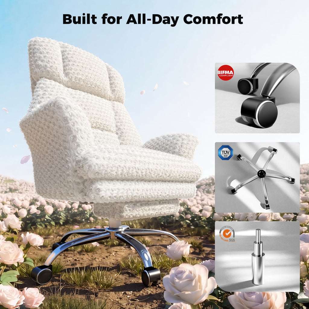 Big and Tall Office Chair, Flip Armrests for Pets & Cross Legged Sitting, Executive Ergonomic Computer Gaming Chair with Foot Rest, Premium Tech Fabric Wide Seat Reclining Desk Chair