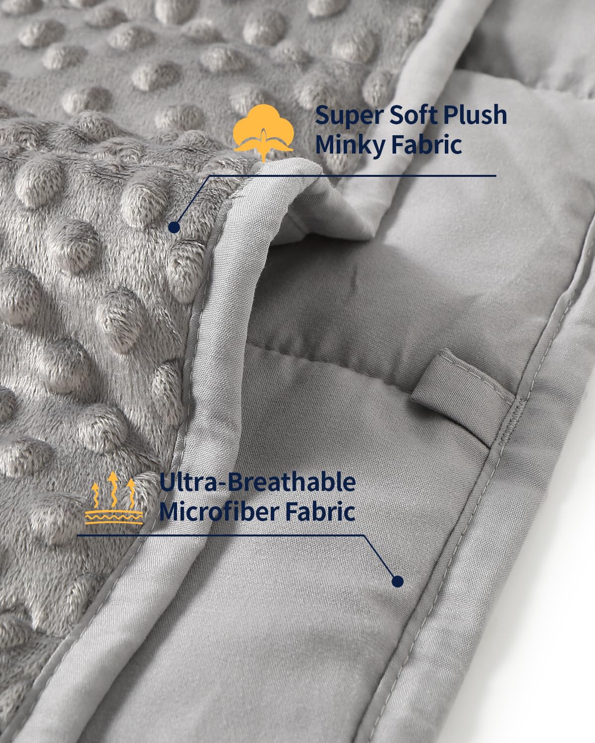 Mr. Sandman Weighted Blanket for Adults Queen Size 15 lbs, Soft Cooling Heavy Minky Blanket for Sleep, Washable Throw Blanket with Glass Beads, 60 x 80 Inches, Grey