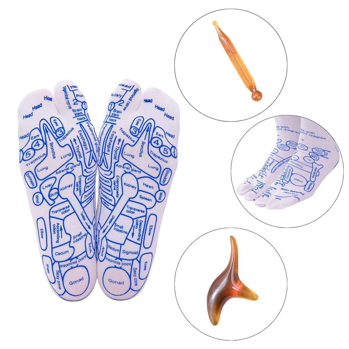Broman Reflexology Socks with Trigger Point Massage Tool, Foot Pain Relief Remedy for Foot Massage,Men's Size
