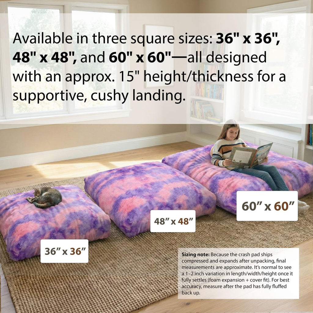 Matini Home Crash Pad - Sensory Pad with Cover Foam Blocks for Kids and Adults, Ideal Gymnastics Equipment to Jump, Play or Relax - Grey White 36" X 36"