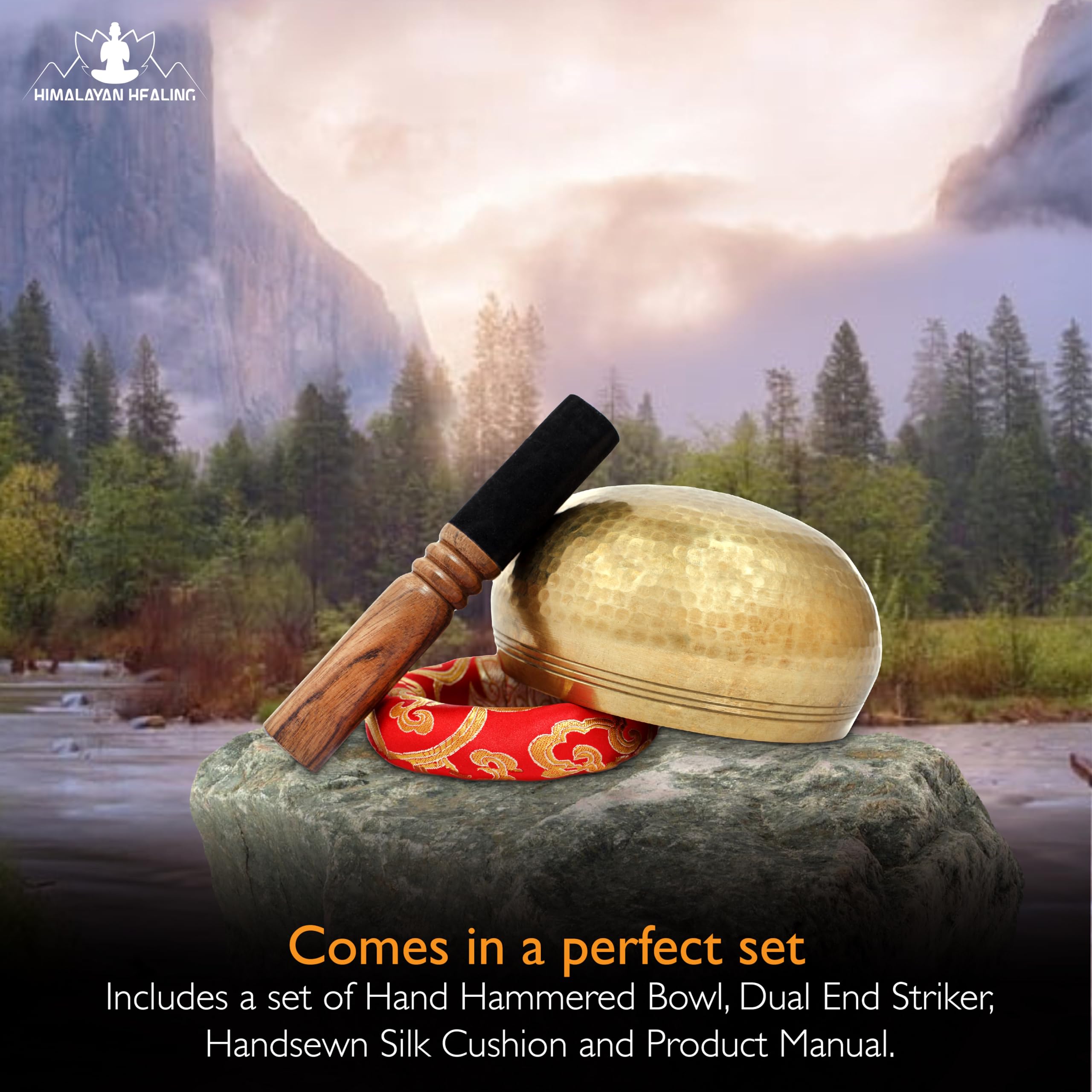 HIMALAYAN HEALING® Tibetan Singing Bowls Set~ Meditation Sound Bowl hand Hammered in Nepal For Yoga, Meditation, Mindfulness, Healing & Chakra balancing~