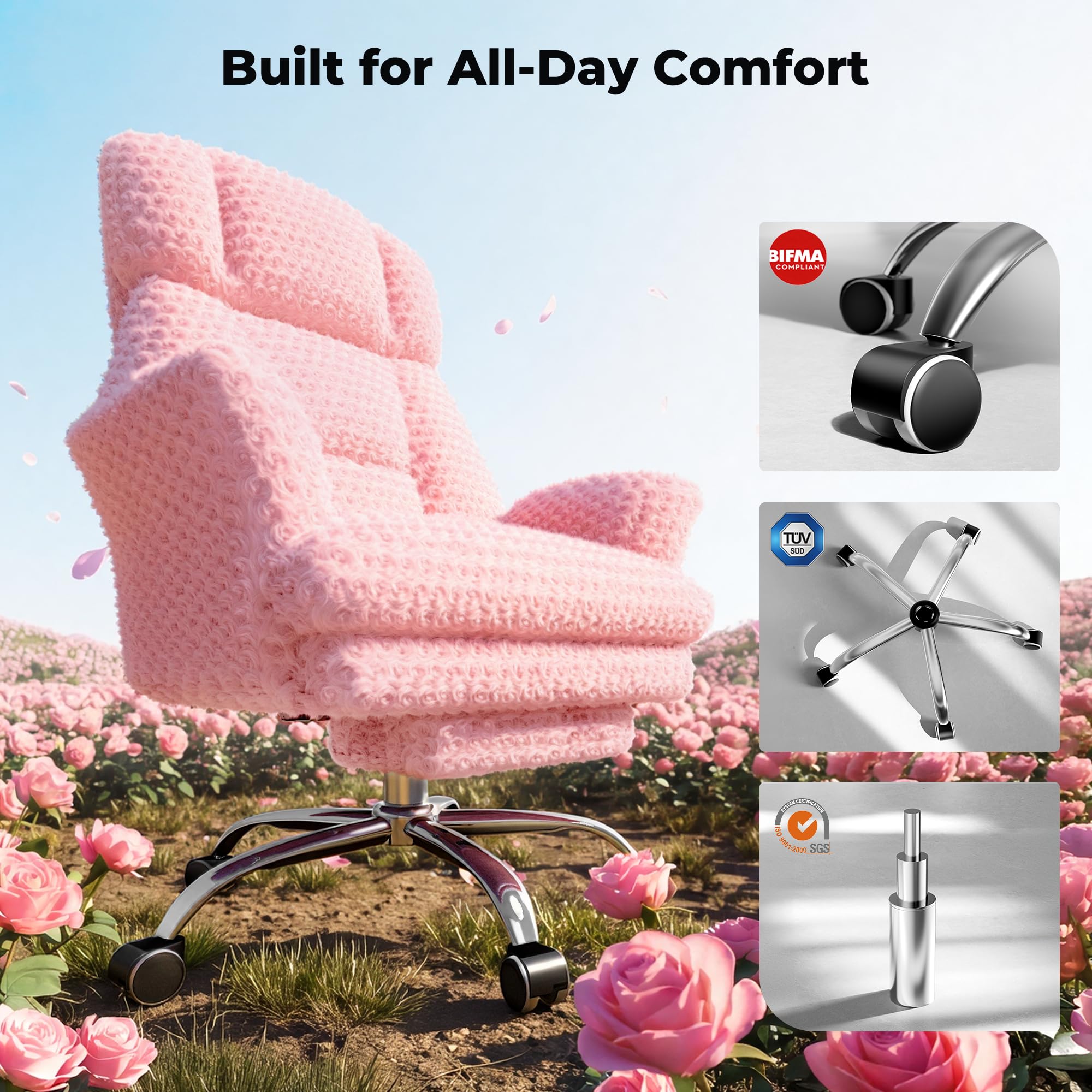 Big and Tall Office Chair, Flip Armrests for Pets & Cross Legged Sitting, Executive Ergonomic Computer Gaming Chair with Foot Rest, Premium Tech Fabric Wide Seat Reclining Desk Chair