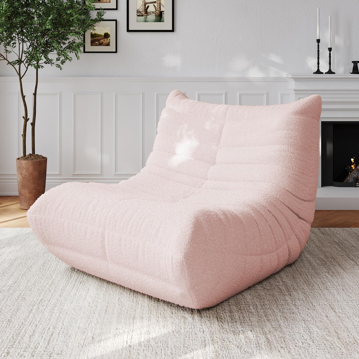 Adults Bean Bag Chairs Lazy Floor Sofa Togo Couch Comfy Memory Foam Reading Chair Teddy Fleece BeanBag for Living Room Bedroom Dorm Office Gaming Room, Green, 1 Seater