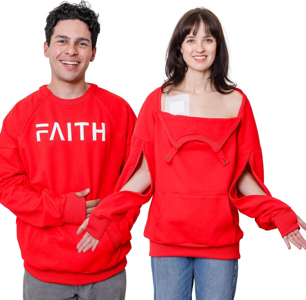 Warm Dialysis Sweatshirt with Chest & Arm Zipper Access, Chemo & Infusion Treatment Clothing for Men & Women
