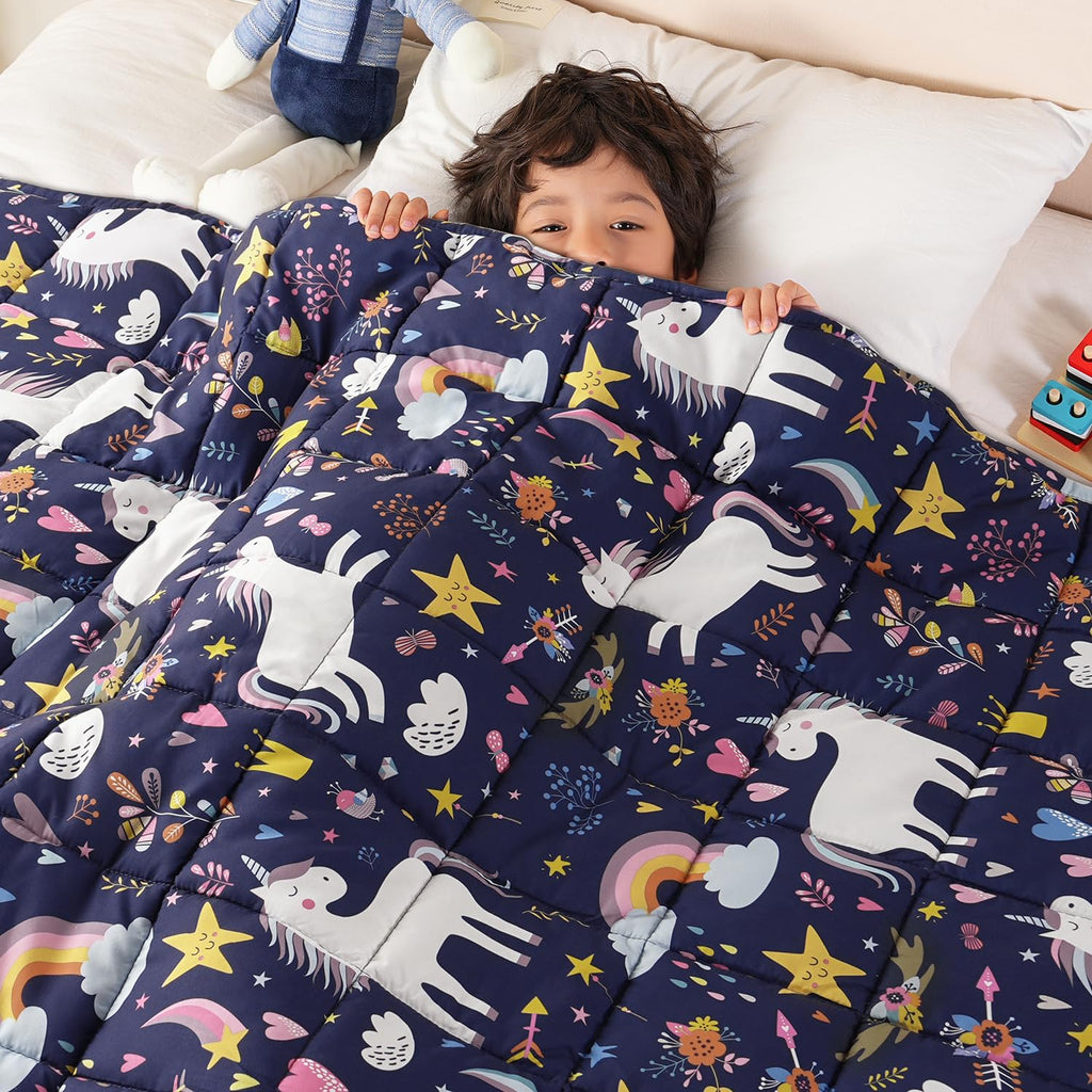 Sivio Weighted Blanket 5lbs, Blue Dinosaur Cooling Weighted Lap Blanket, Breathable Heavy Throw Blankets for Sleeping, Washable, 36"x48"