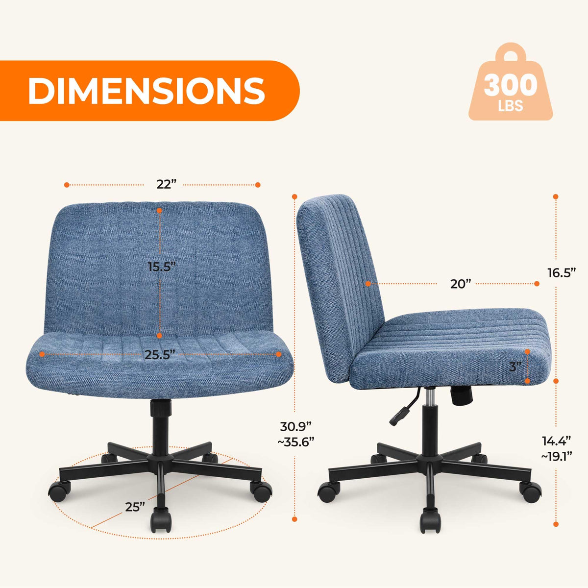 NEO CHAIR Criss Cross Chair with Wheels Home Office Cross Legged Armless Chairs Adjustable Computer Desk Wide Seat for Bedroom Vanity Comfy Swivel (Teddy White)