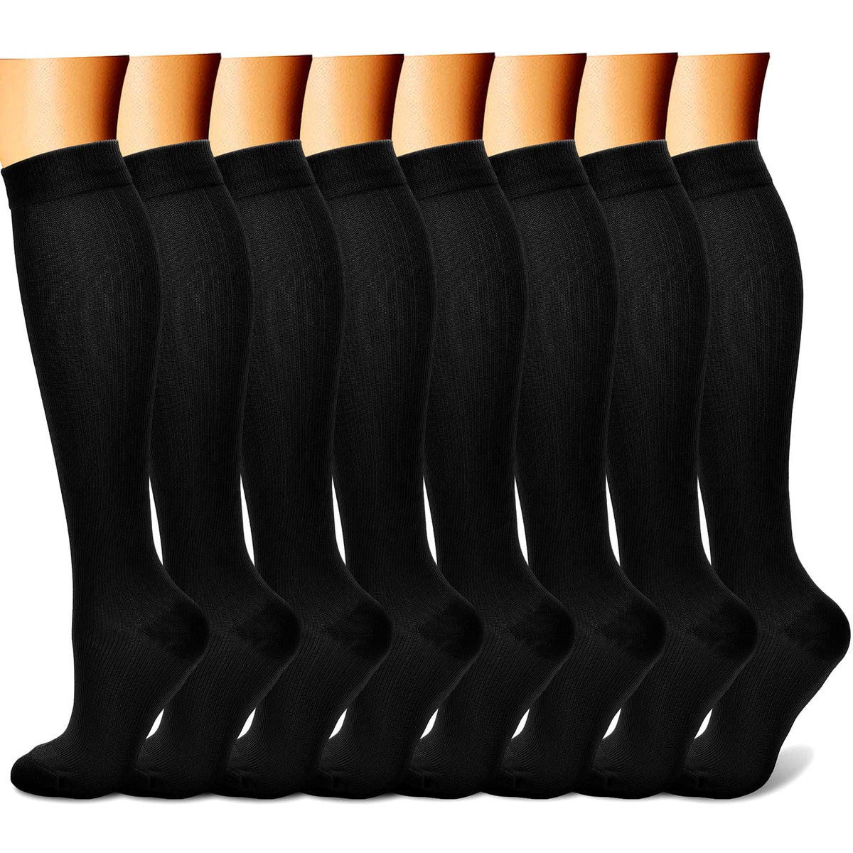FEYHAY Copper Compression Socks (8 Pairs) 15-20 mmHg Circulation is Best Athletic & Daily for Men & Women, Running, Climbing