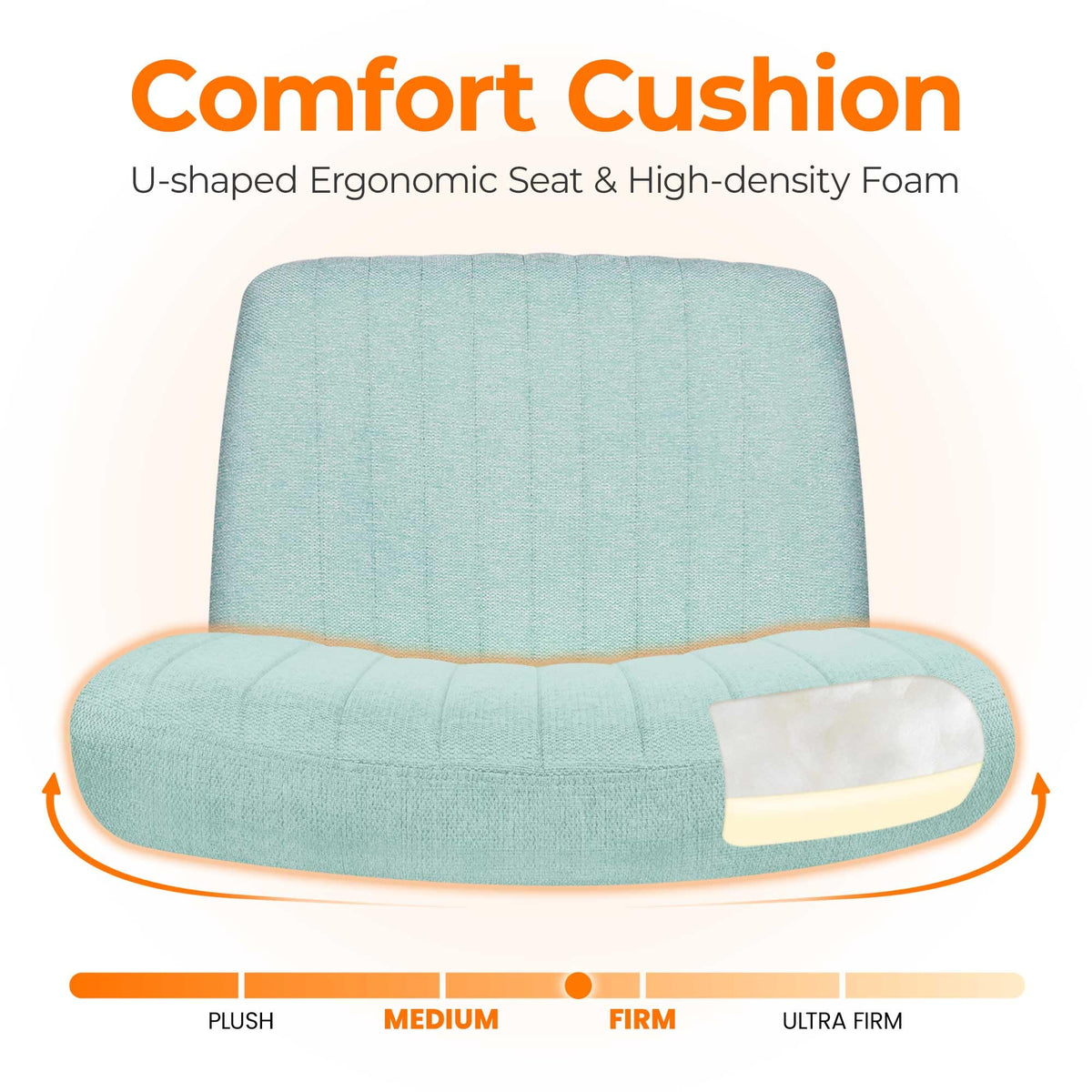 NEO CHAIR Criss Cross Chair with Wheels Home Office Cross Legged Armless Chairs Adjustable Computer Desk Wide Seat for Bedroom Vanity Comfy Swivel (Teddy White)