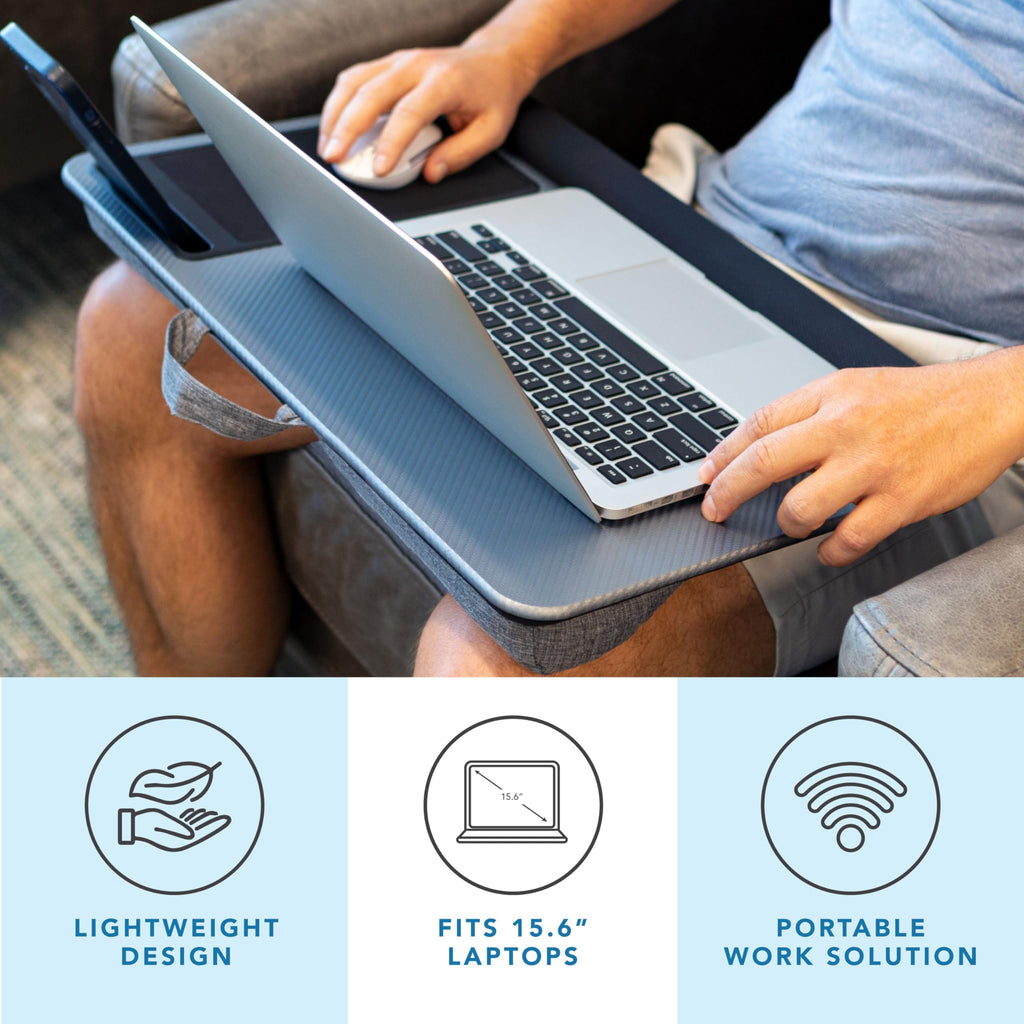 LAPGEAR Home Office Pro Lap Desk - Black Carbon, Fits 15.6” Laptops