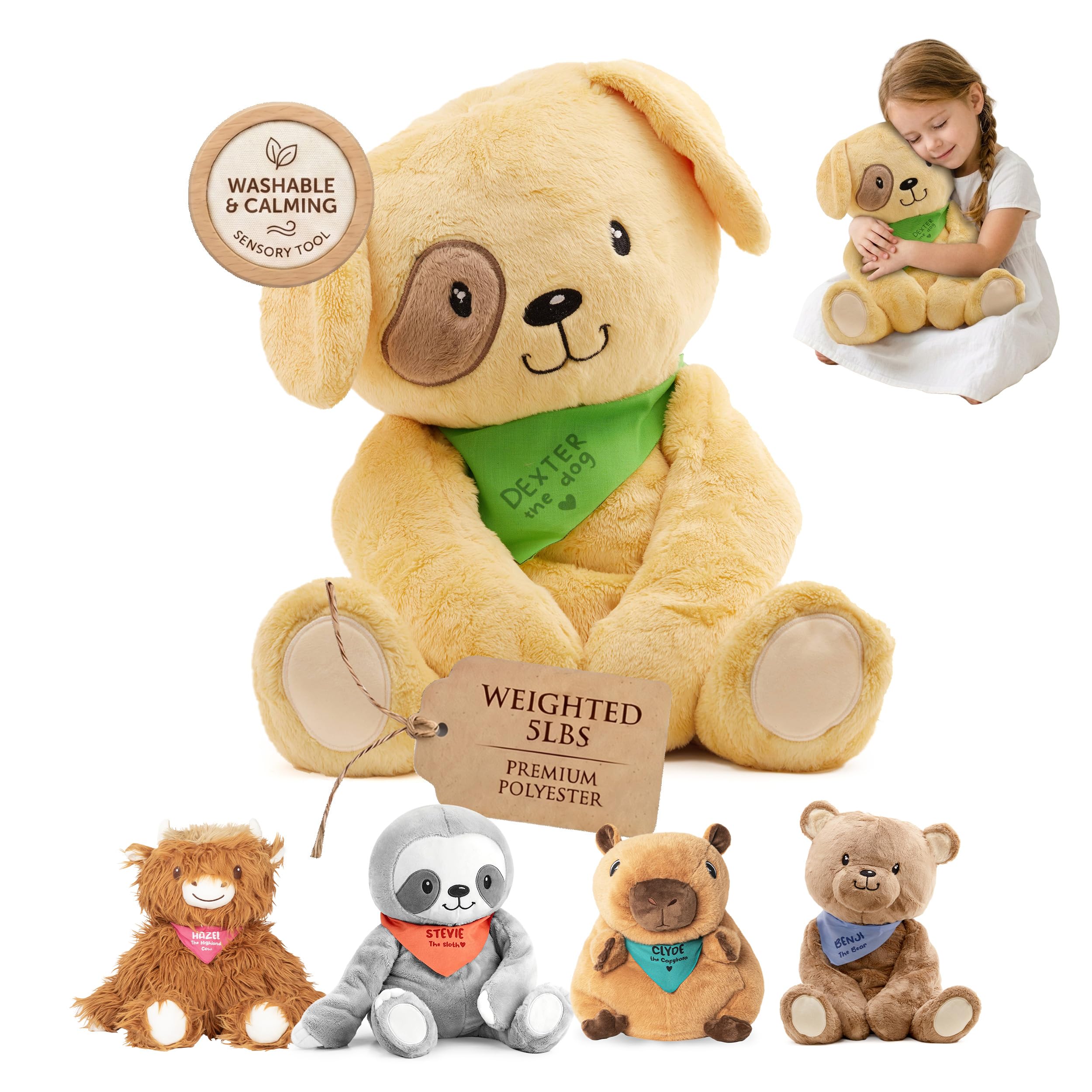 Lilly's Love Weighted Stuffed Animals for Adults & Kids — 5lb Calming Capybara Plush for Anxiety, ADHD & Sensory | Machine Washable Weighted Stuffed Animal w/Removable Insert | Clyde The Capybara