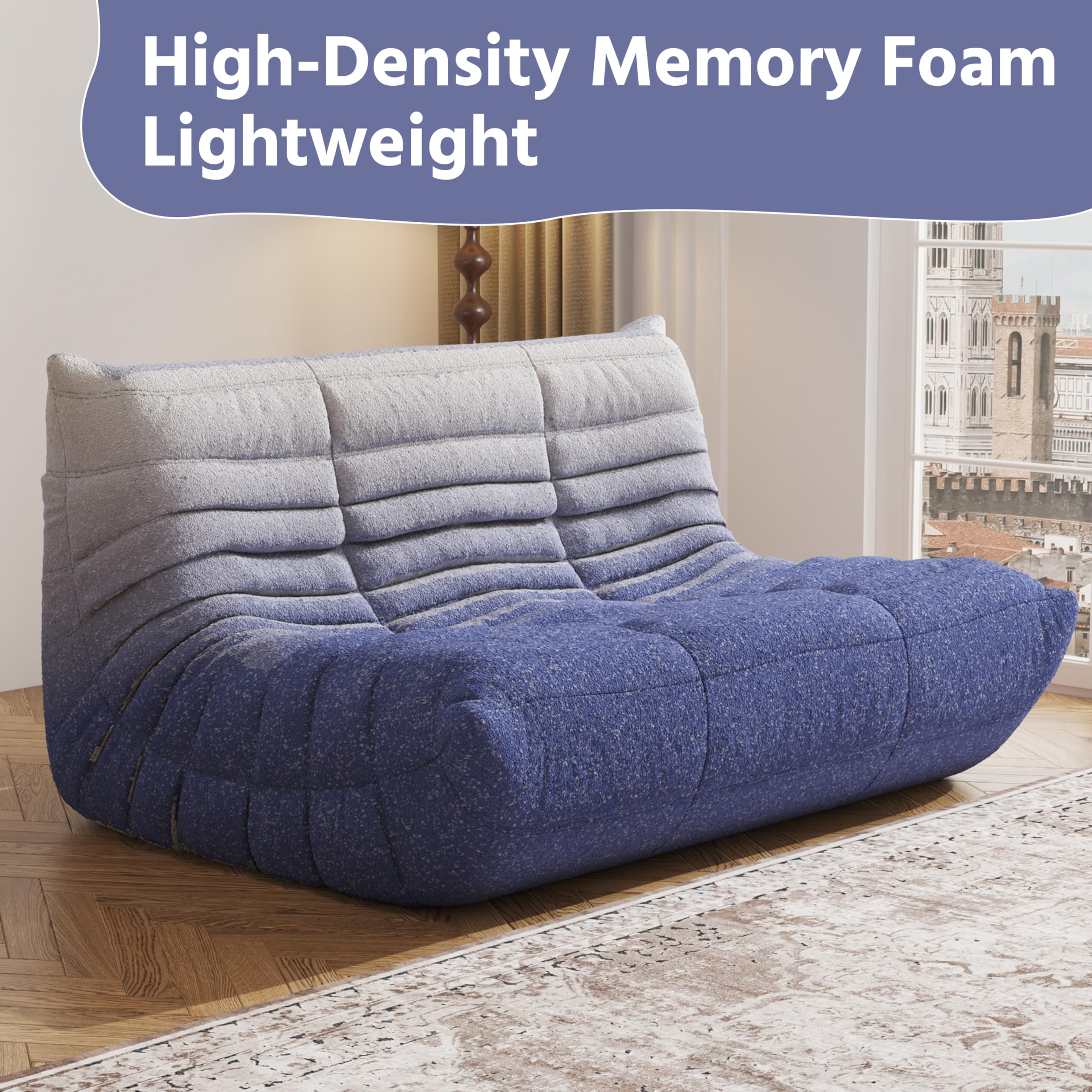Adults Bean Bag Chairs Lazy Floor Sofa Togo Couch Comfy Memory Foam Reading Chair Teddy Fleece BeanBag for Living Room Bedroom Dorm Office Gaming Room, Green, 1 Seater