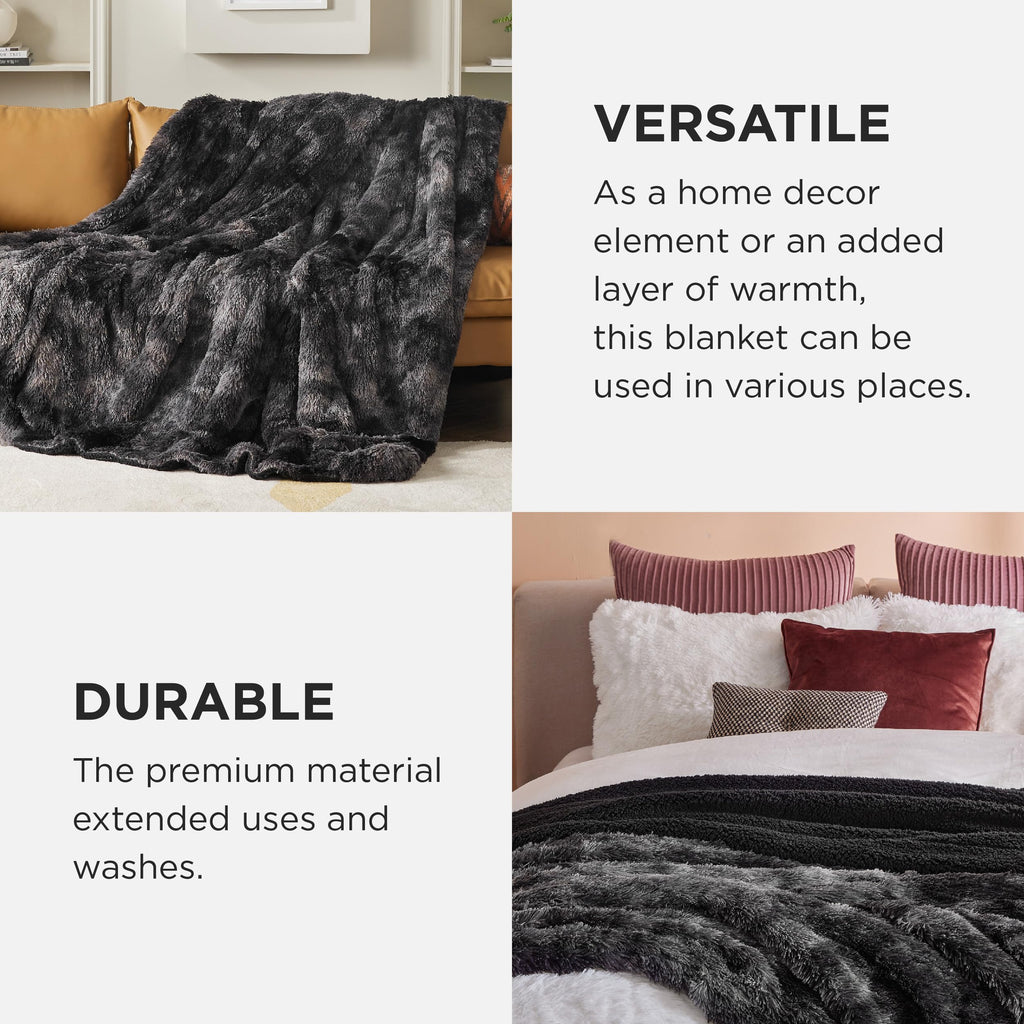 Bedsure GentleSoft Fluffy Fuzzy Faux Fur Throw Blanket for Couch, Soft Sherpa Fleece Cozy Gifts for Women, Plush Bed Blanket Room Decor for Men, Thick Warm Teen Gifts Winter Bedding