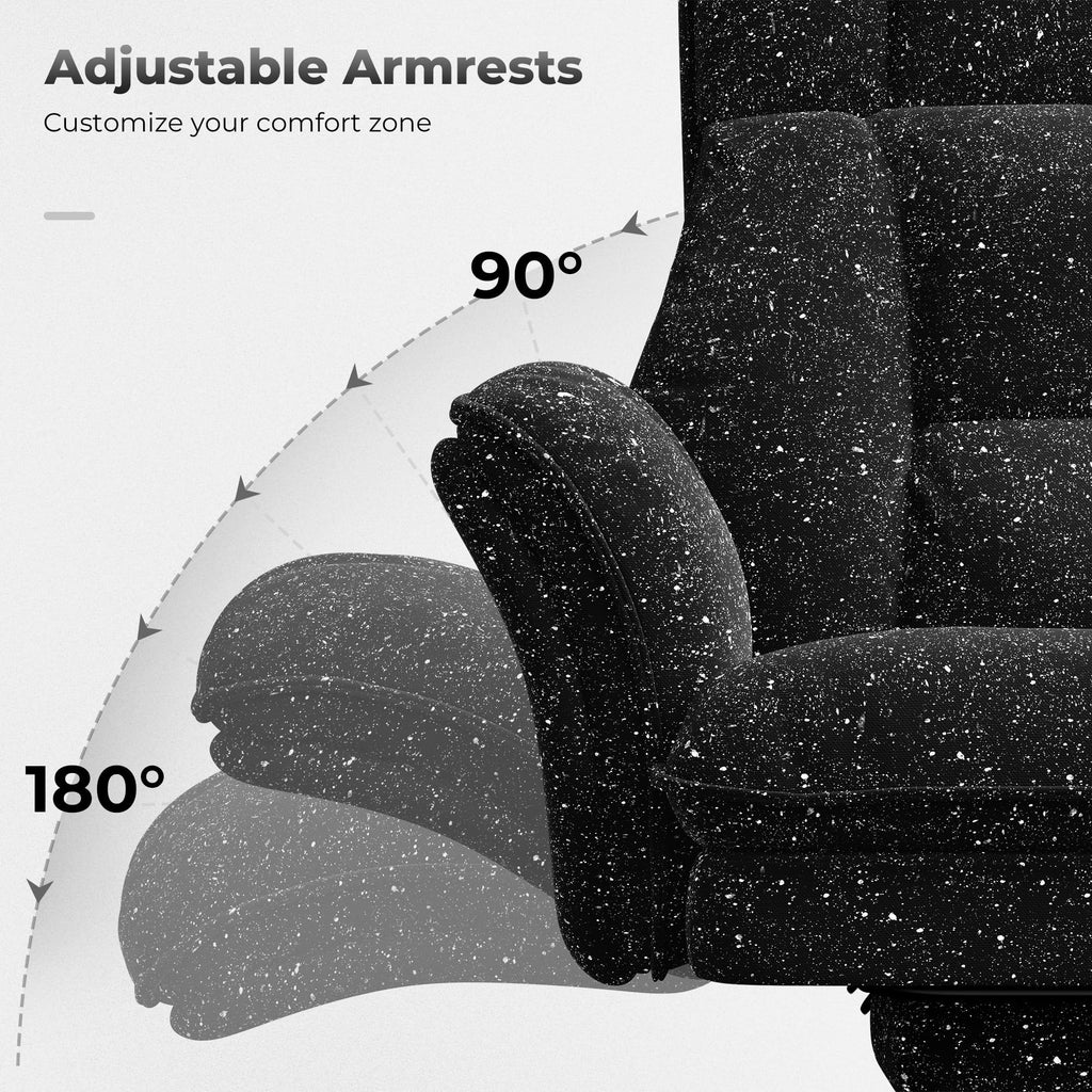 Big and Tall Office Chair, Flip Armrests for Pets & Cross Legged Sitting, Executive Ergonomic Computer Gaming Chair with Foot Rest, Premium Tech Fabric Wide Seat Reclining Desk Chair