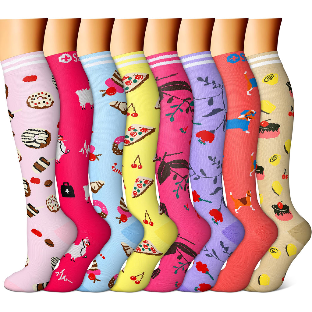 FEYHAY Copper Compression Socks (8 Pairs) 15-20 mmHg Circulation is Best Athletic & Daily for Men & Women, Running, Climbing