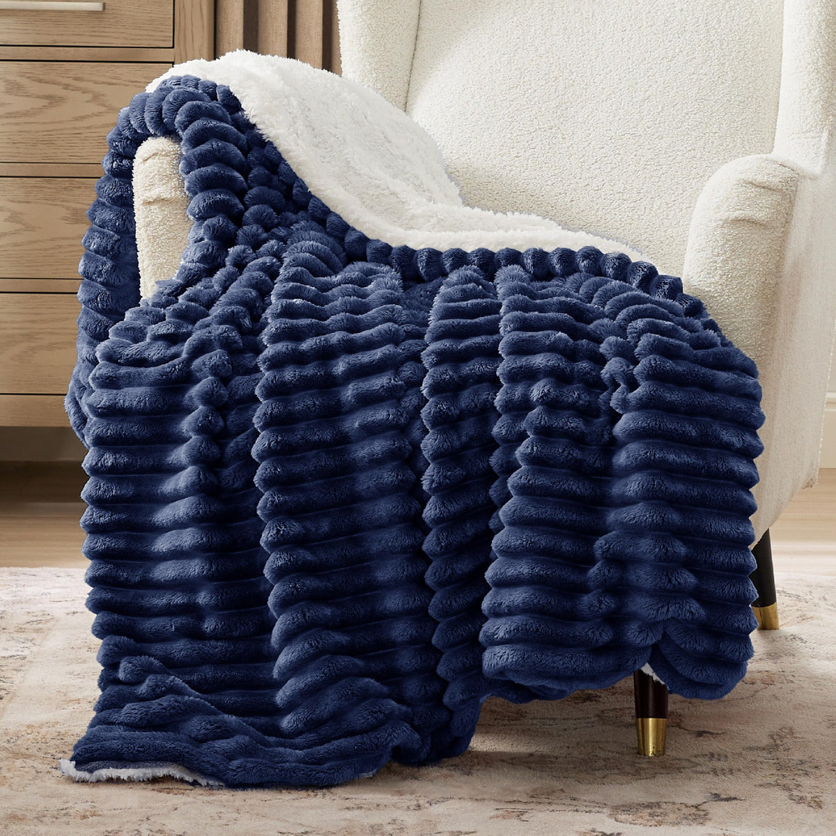 Bedsure Sherpa Throw Blanket for Couch - Super Soft, Comfort Cozy Fleece Thick Warm Blanket for Women, GentleSoft Plush & Fluffy Spring Throw Gift for Women, Room Decor, Beige, 50x60 Inches