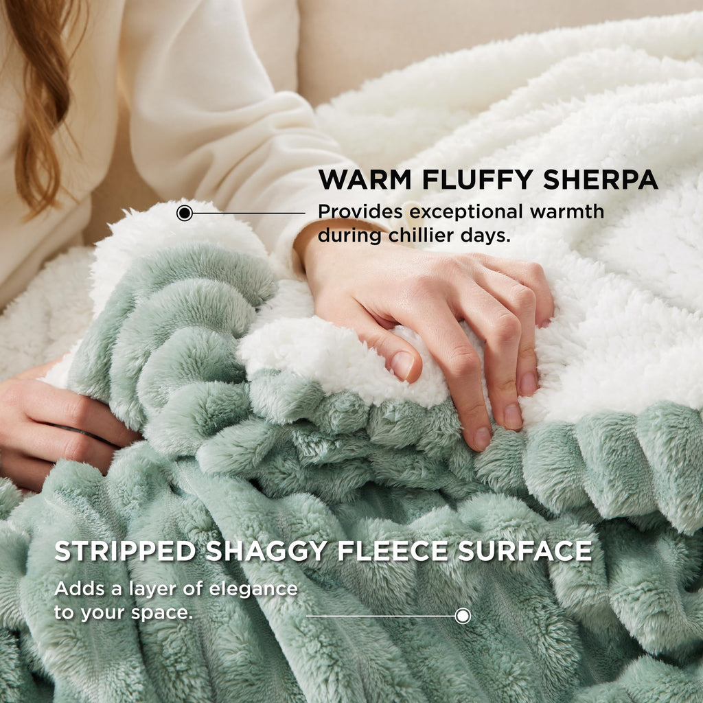 Bedsure Sherpa Throw Blanket for Couch - Super Soft, Comfort Cozy Fleece Thick Warm Blanket for Women, GentleSoft Plush & Fluffy Spring Throw Gift for Women, Room Decor, Beige, 50x60 Inches