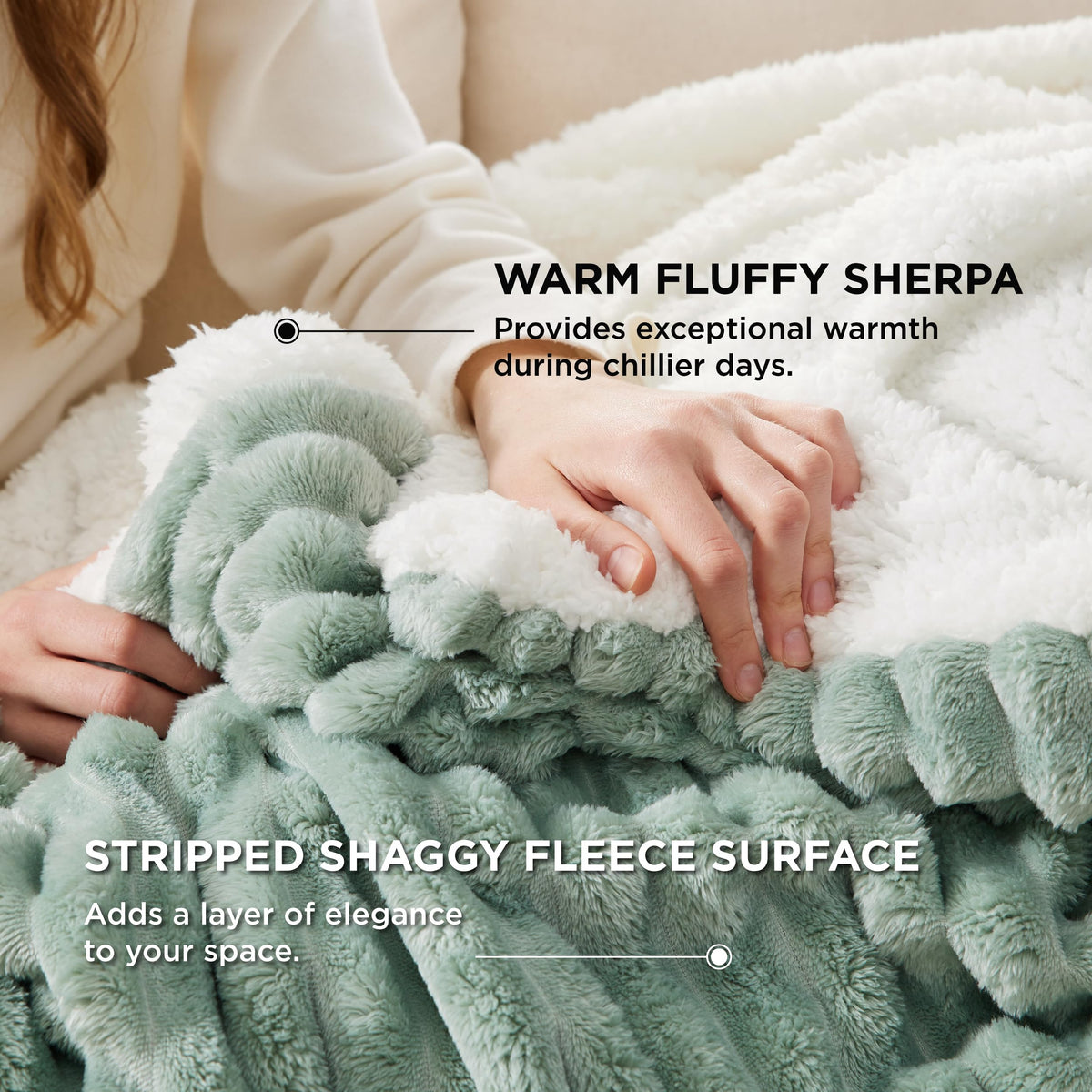 Bedsure Sherpa Throw Blanket for Couch - Super Soft, Comfort Cozy Fleece Thick Warm Blanket for Women, GentleSoft Plush & Fluffy Spring Throw Gift for Women, Room Decor, Beige, 50x60 Inches