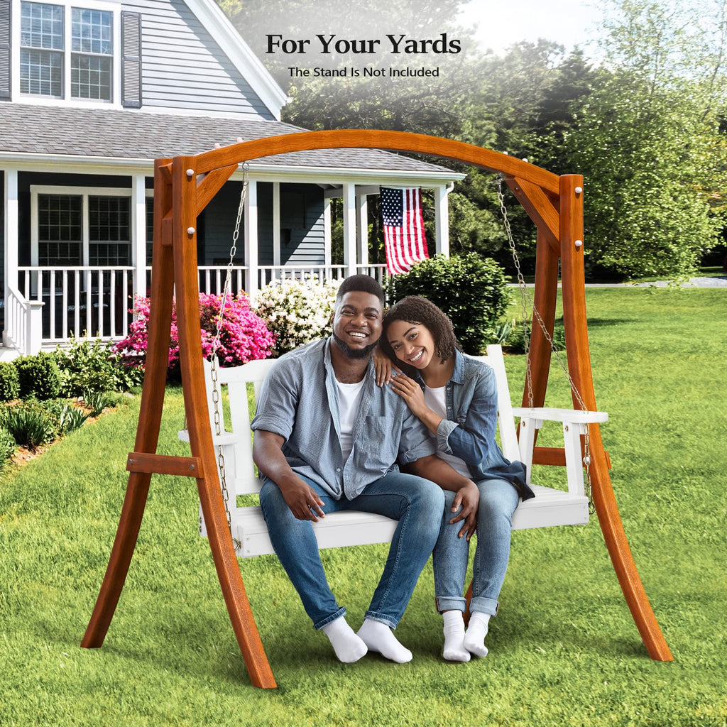 VINGLI Heavy Duty 880 LBS 5 FT Patio Wooden Porch Swing Outdoor with Upgraded Adjustable Chains, Outdoor Hanging Swing Bench for Garden, Yard, Balcony (5 FT, Brown)