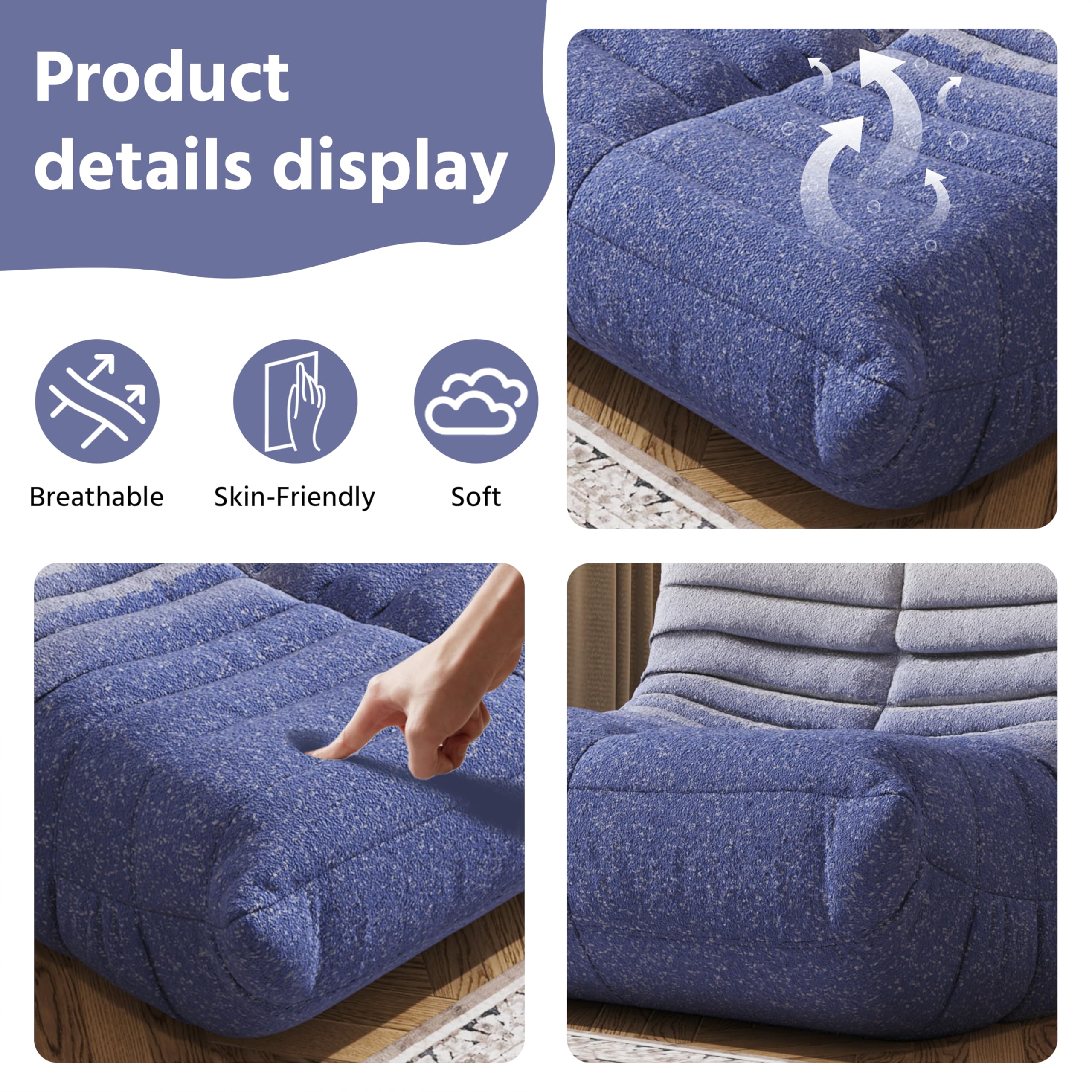 Adults Bean Bag Chairs Lazy Floor Sofa Togo Couch Comfy Memory Foam Reading Chair Teddy Fleece BeanBag for Living Room Bedroom Dorm Office Gaming Room, Green, 1 Seater