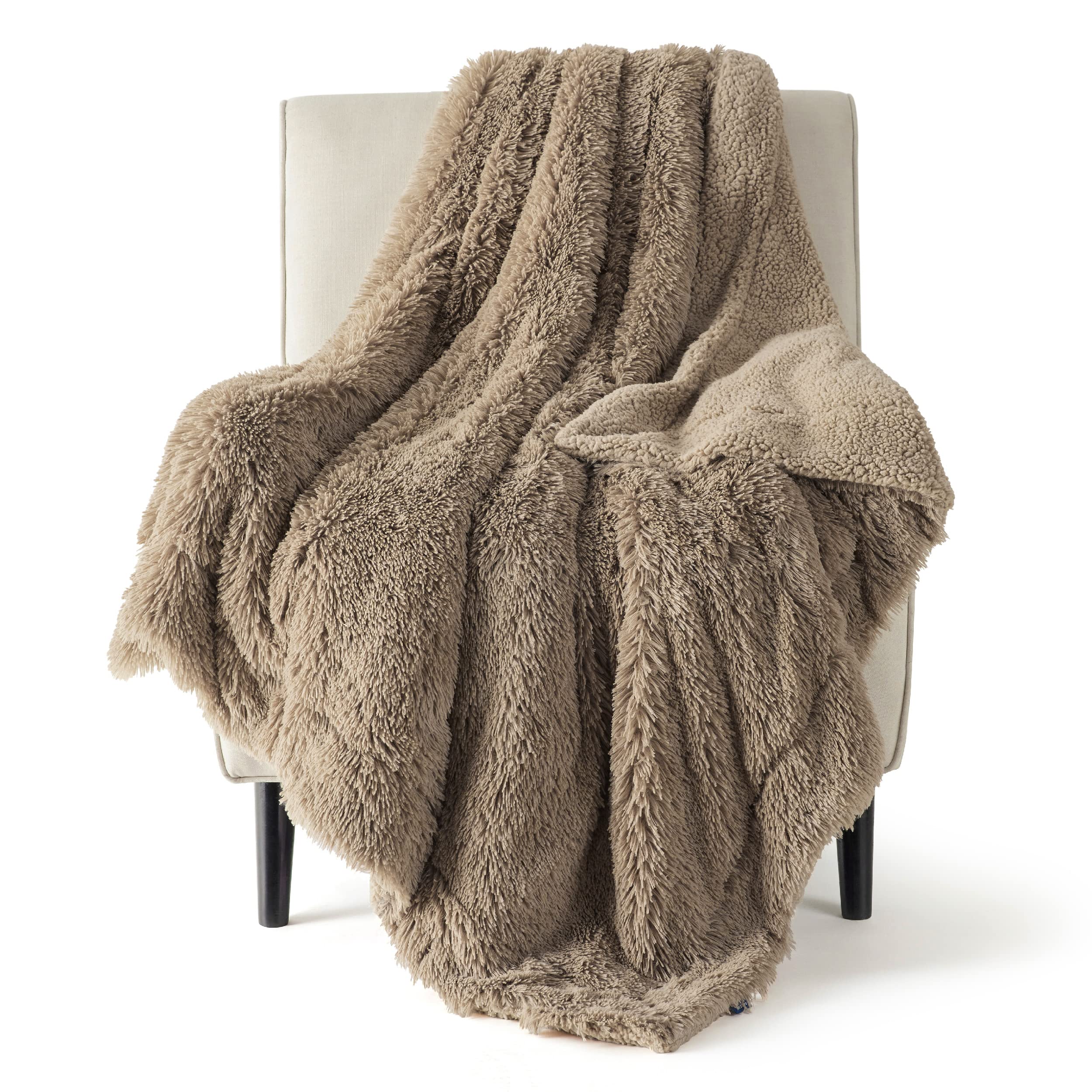 Bedsure GentleSoft Fluffy Fuzzy Faux Fur Throw Blanket for Couch, Soft Sherpa Fleece Cozy Gifts for Women, Plush Bed Blanket Room Decor for Men, Thick Warm Teen Gifts Winter Bedding