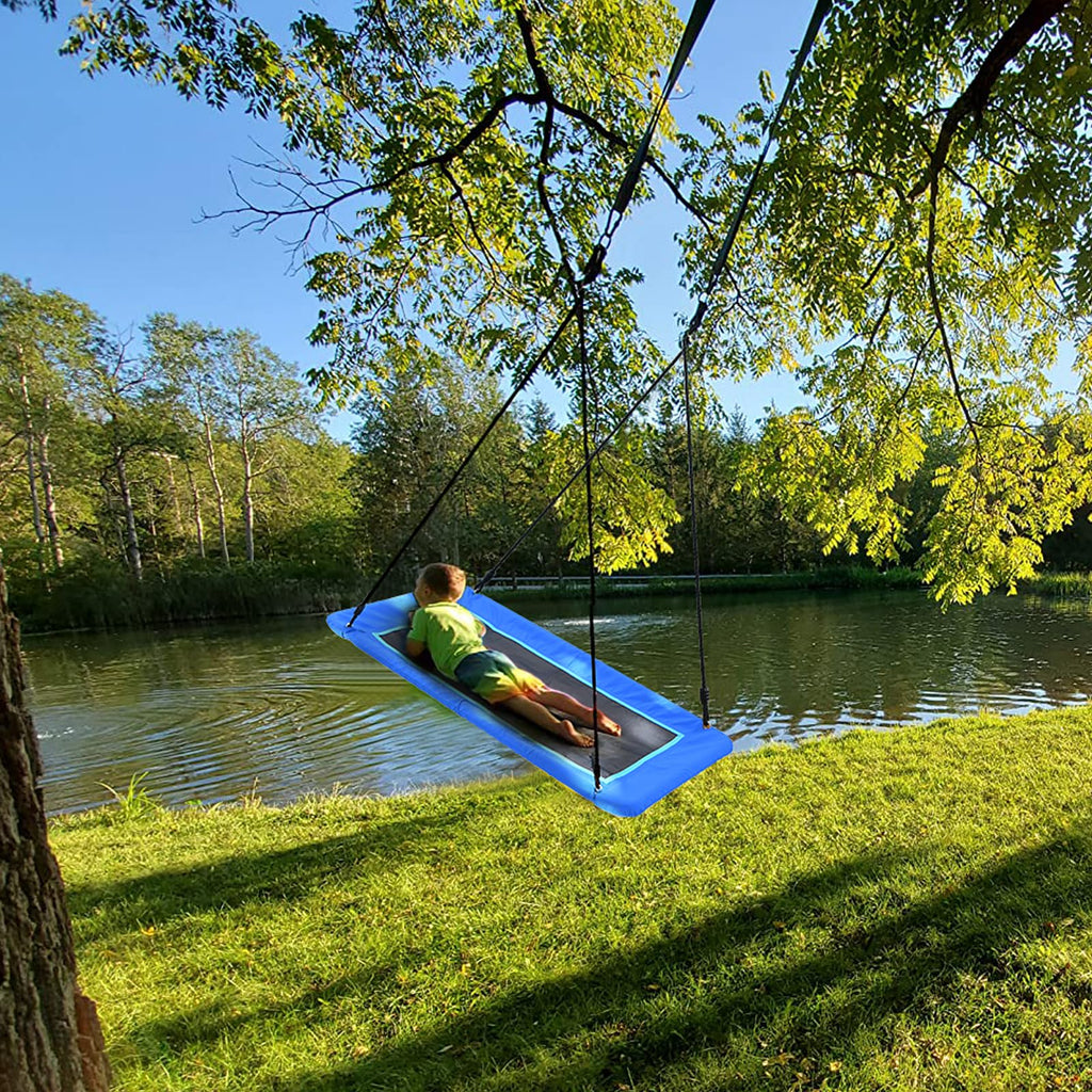 Trekassy 60" Extra Large Rectangle Tree Swing - Heavy Duty 700lb Capacity, Waterproof Platform for Kids & Adults with Complete Installation Kit & 2 Tree Straps (Beige)