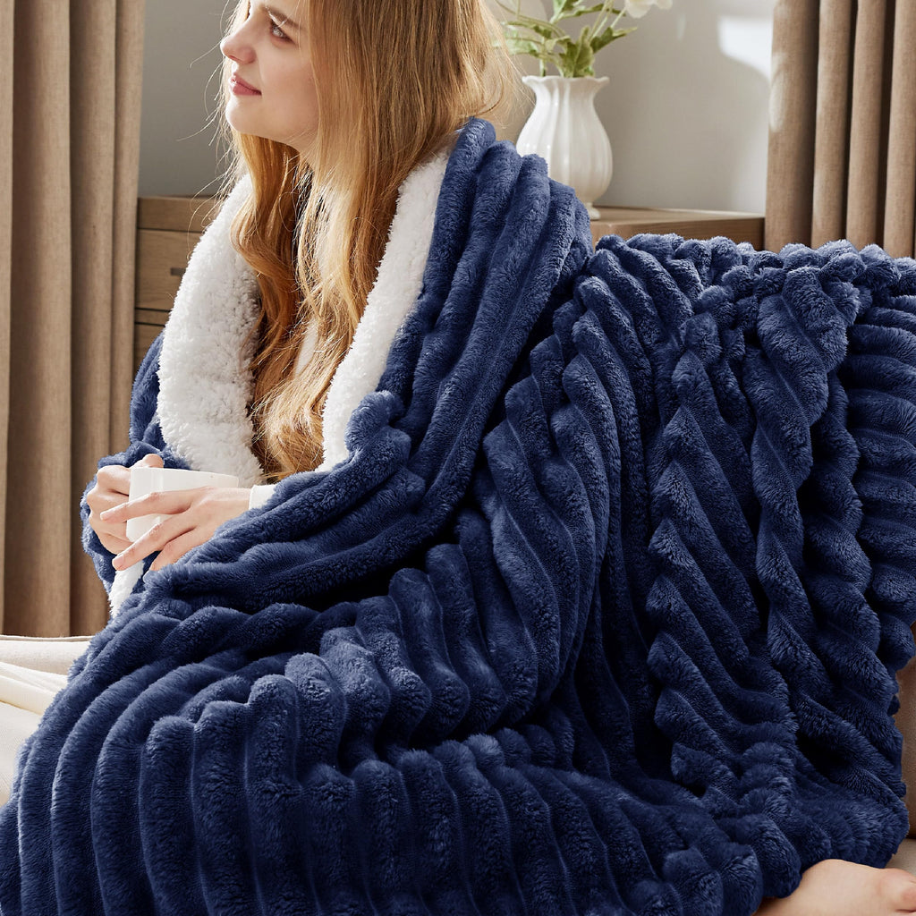 Bedsure Sherpa Throw Blanket for Couch - Super Soft, Comfort Cozy Fleece Thick Warm Blanket for Women, GentleSoft Plush & Fluffy Spring Throw Gift for Women, Room Decor, Beige, 50x60 Inches