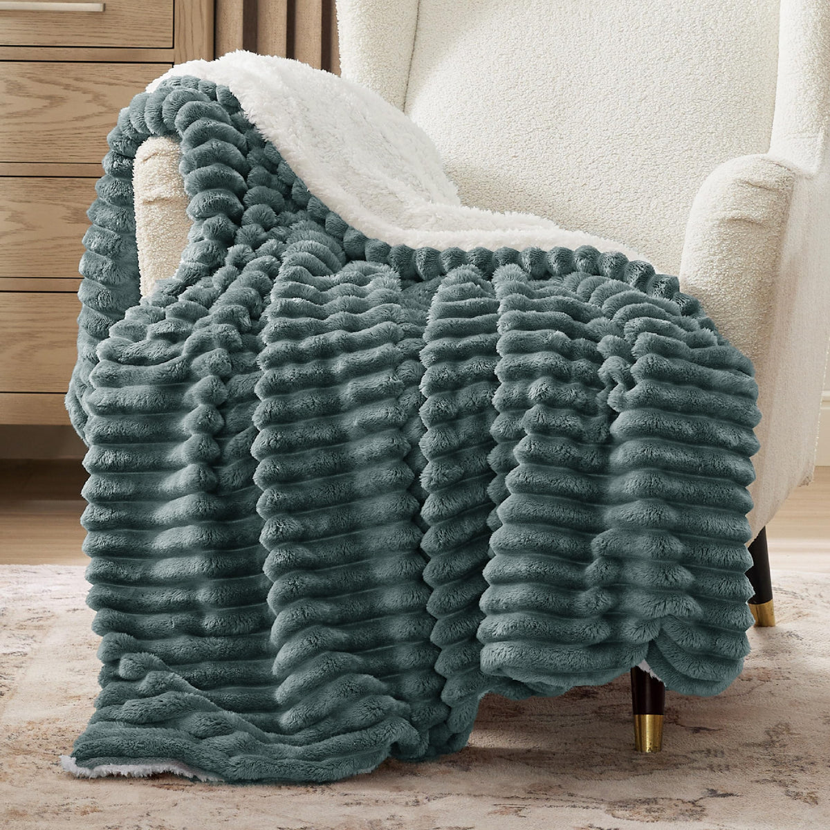 Bedsure Sherpa Throw Blanket for Couch - Super Soft, Comfort Cozy Fleece Thick Warm Blanket for Women, GentleSoft Plush & Fluffy Spring Throw Gift for Women, Room Decor, Beige, 50x60 Inches