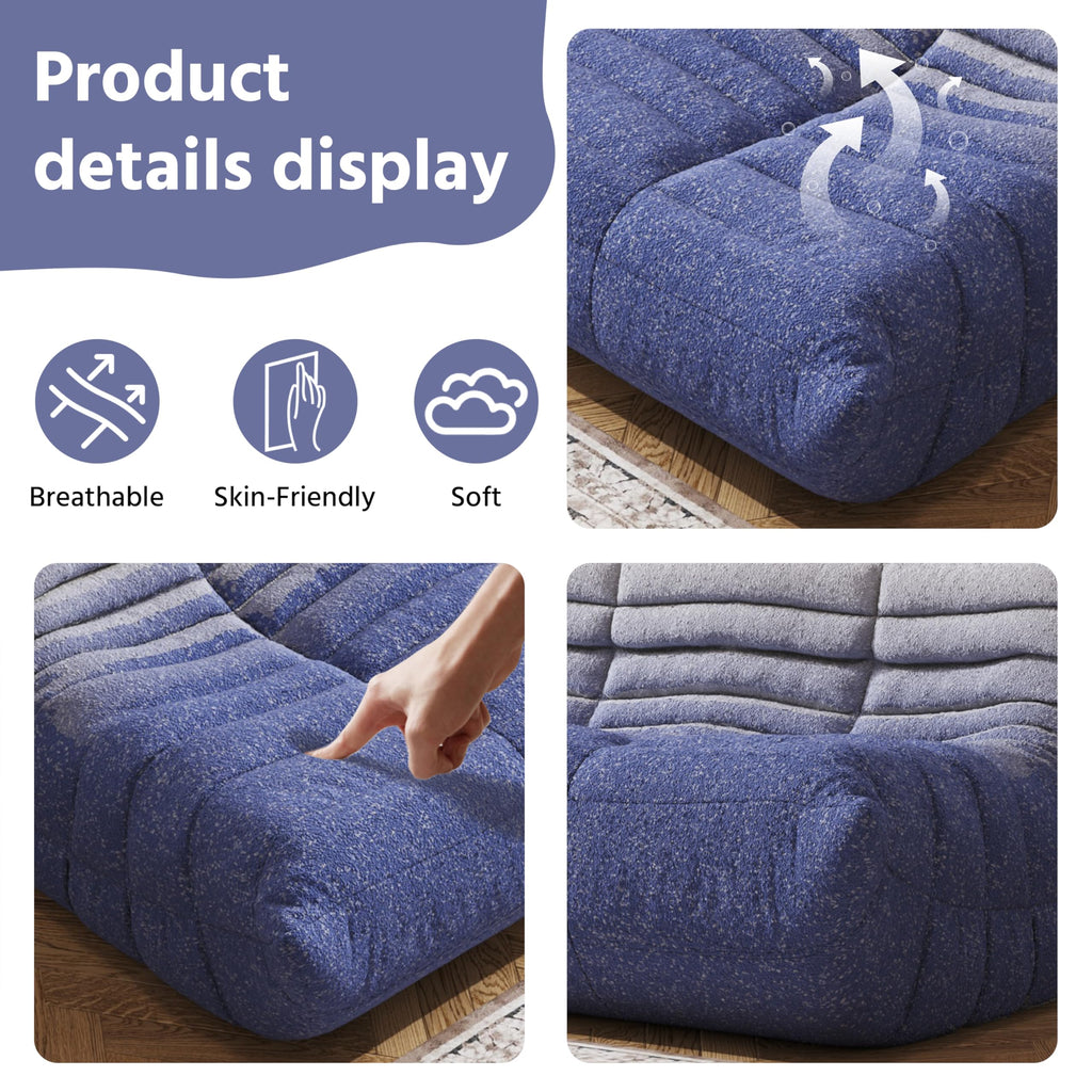 Adults Bean Bag Chairs Lazy Floor Sofa Togo Couch Comfy Memory Foam Reading Chair Teddy Fleece BeanBag for Living Room Bedroom Dorm Office Gaming Room, Green, 1 Seater
