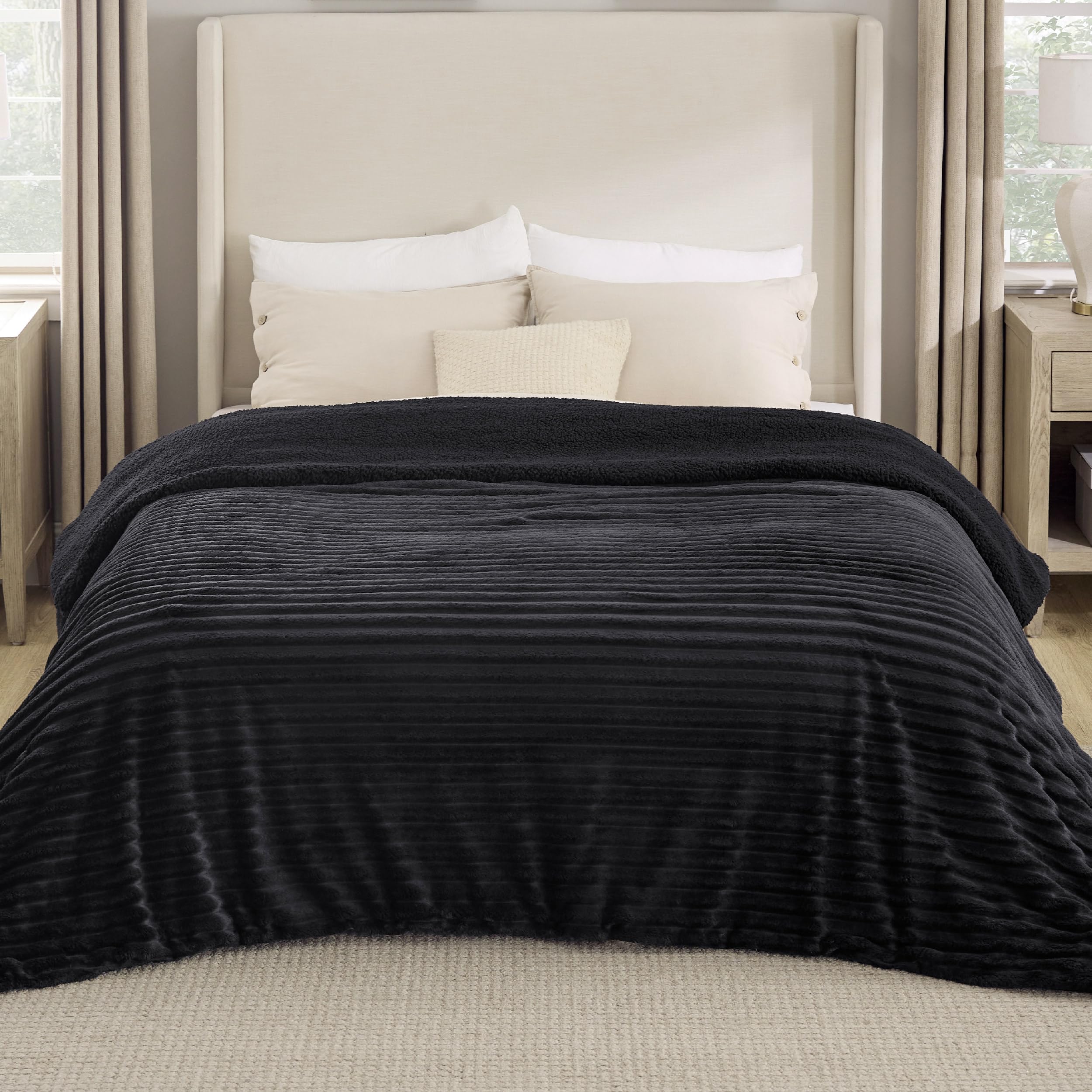 Bedsure Sherpa Throw Blanket for Couch - Super Soft, Comfort Cozy Fleece Thick Warm Blanket for Women, GentleSoft Plush & Fluffy Spring Throw Gift for Women, Room Decor, Beige, 50x60 Inches