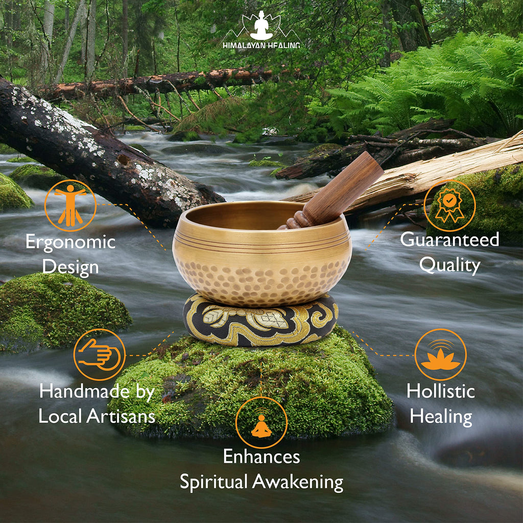 HIMALAYAN HEALING® Tibetan Singing Bowls Set~ Meditation Sound Bowl hand Hammered in Nepal For Yoga, Meditation, Mindfulness, Healing & Chakra balancing~