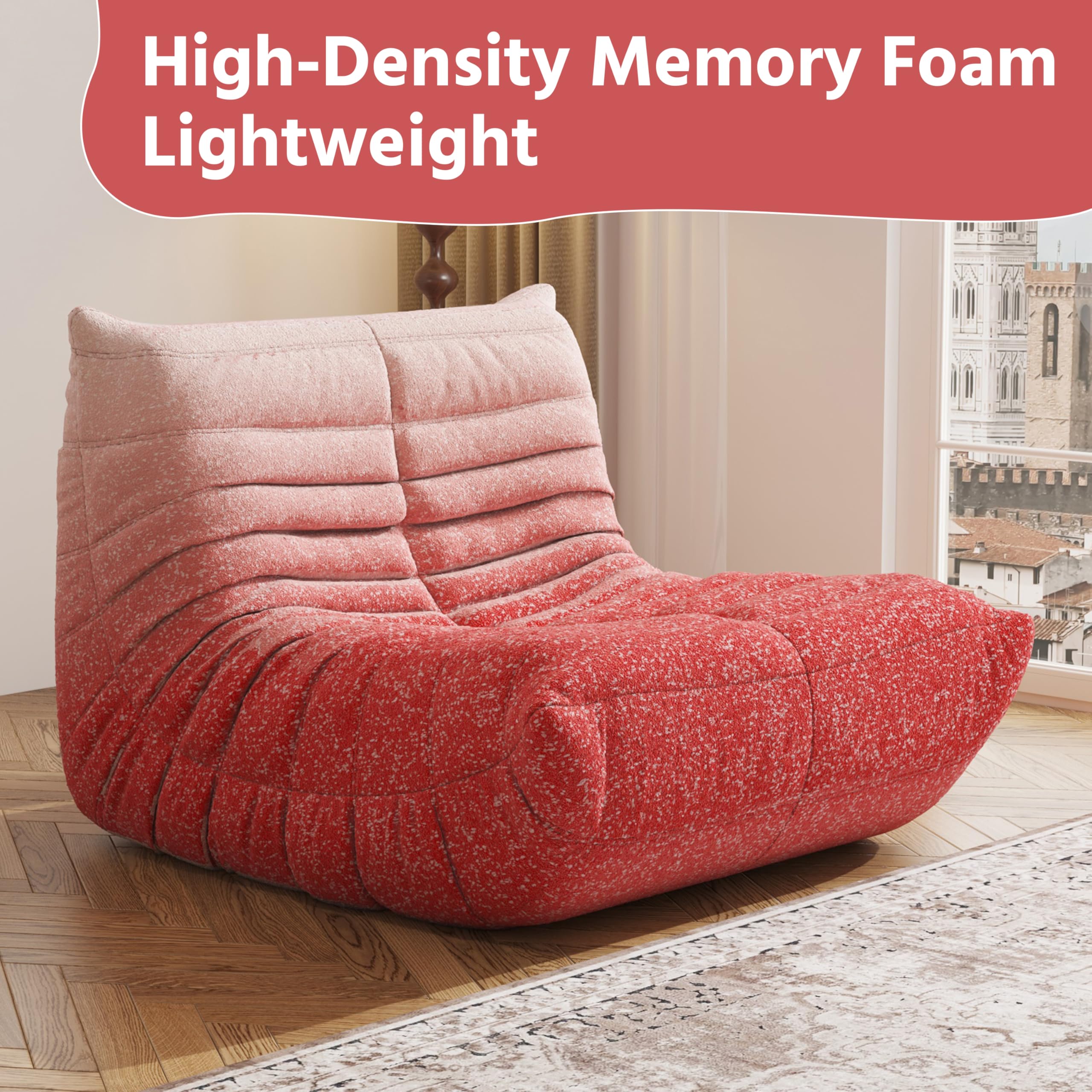 Adults Bean Bag Chairs Lazy Floor Sofa Togo Couch Comfy Memory Foam Reading Chair Teddy Fleece BeanBag for Living Room Bedroom Dorm Office Gaming Room, Green, 1 Seater