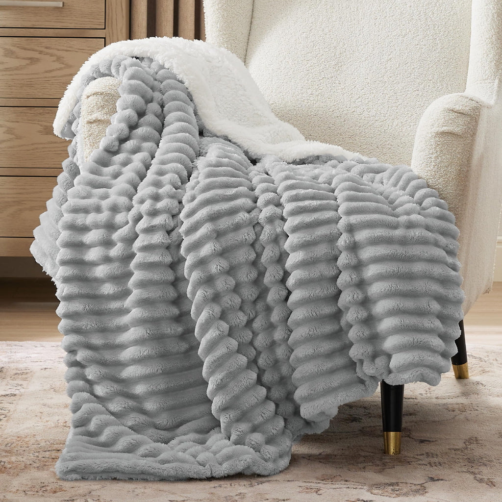 Bedsure Sherpa Throw Blanket for Couch - Super Soft, Comfort Cozy Fleece Thick Warm Blanket for Women, GentleSoft Plush & Fluffy Spring Throw Gift for Women, Room Decor, Beige, 50x60 Inches