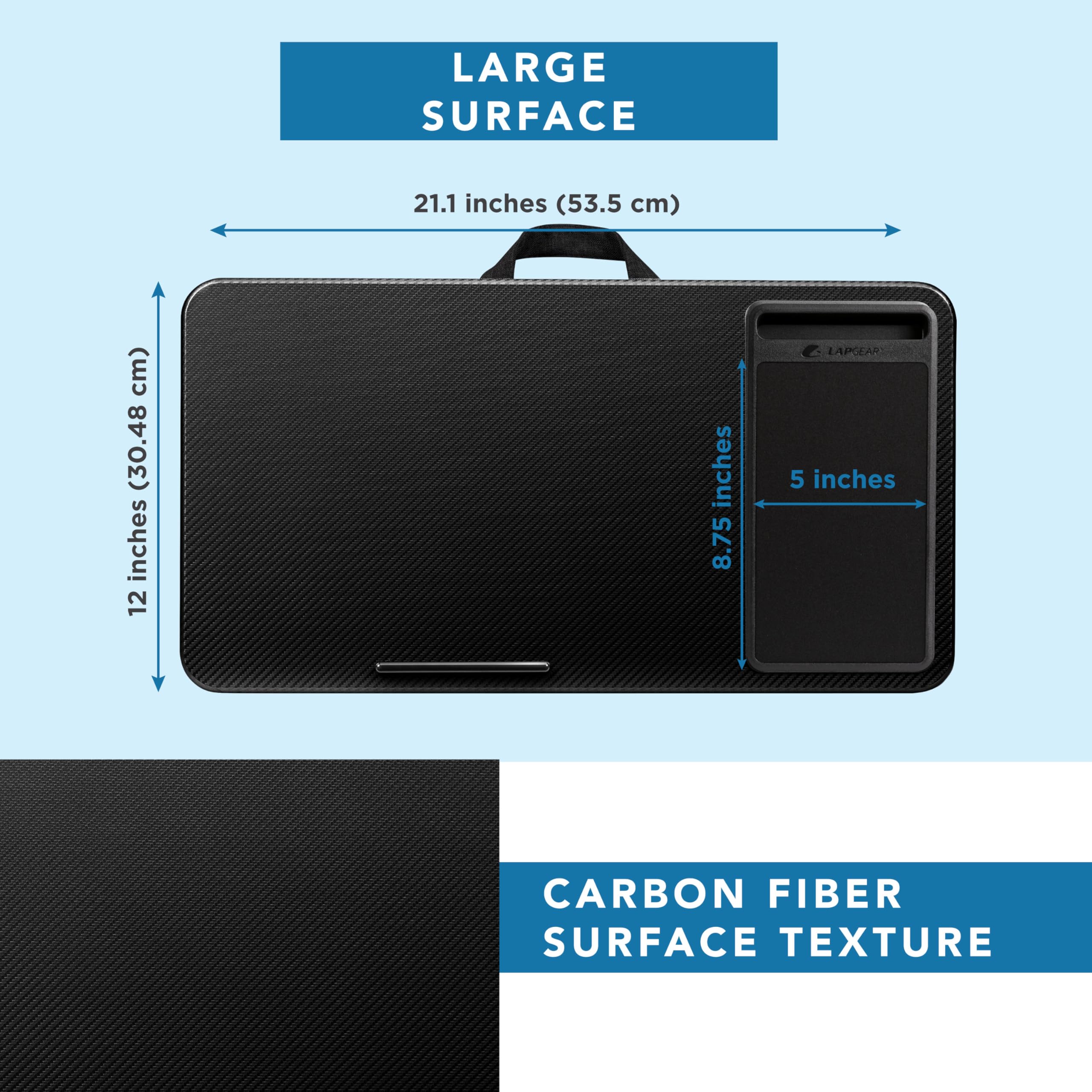 LAPGEAR Home Office Pro Lap Desk - Black Carbon, Fits 15.6” Laptops