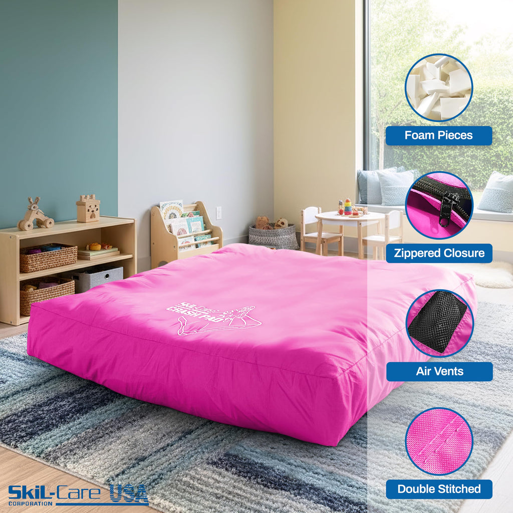 Skil-Care Crash Pad for Kids | Sensory Crash Mat for Active Play | High-Density & Soft Foam Blocks Landing Zone | Kids Jumping Pillow for Indoor & Outdoors Use with Durable Nylon Cover - 5x5 feet