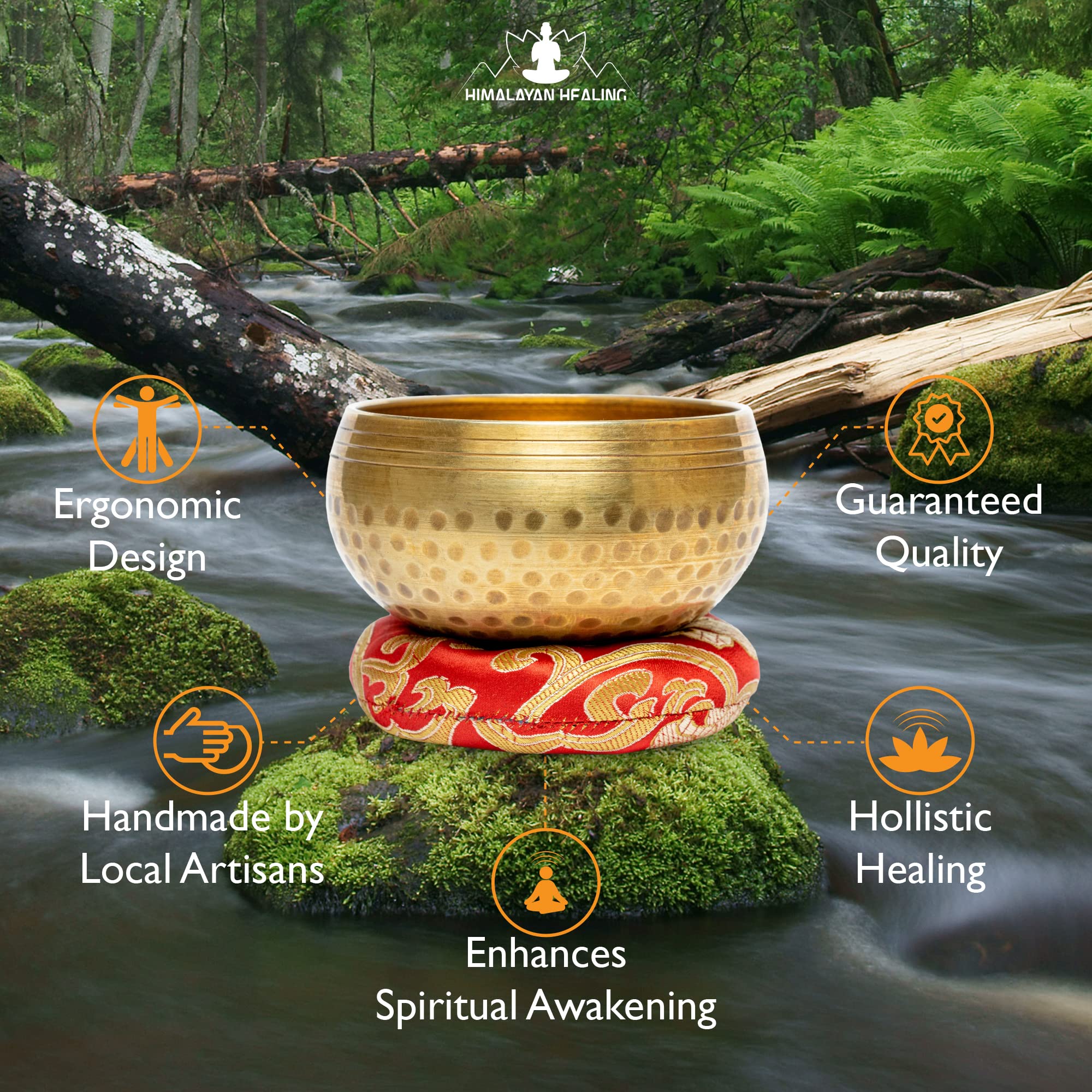 HIMALAYAN HEALING® Tibetan Singing Bowls Set~ Meditation Sound Bowl hand Hammered in Nepal For Yoga, Meditation, Mindfulness, Healing & Chakra balancing~